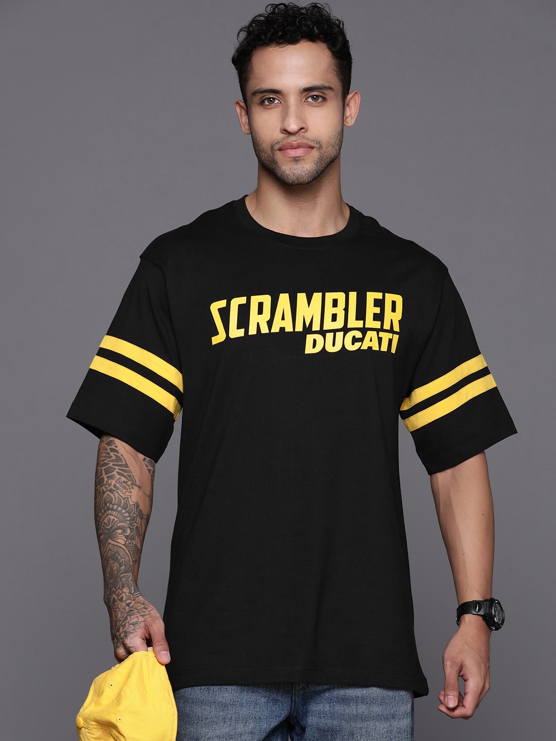 

Ducati Brand Logo Printed Pure Cotton Boxt T-shirt, Black