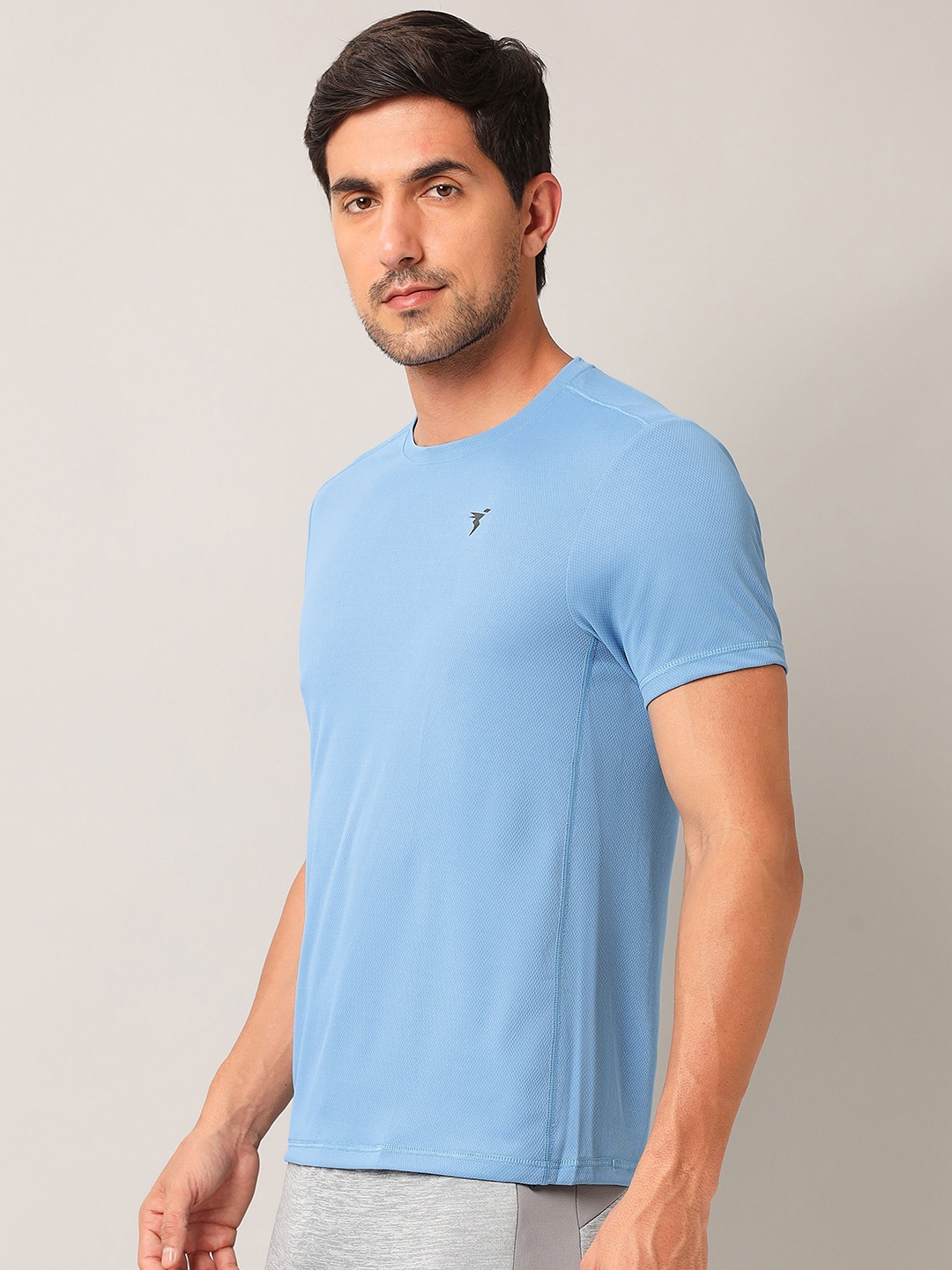 

Technosport Men Anti Odour Training & Gym Slim Fit Half Sleeve T-shirt, Blue