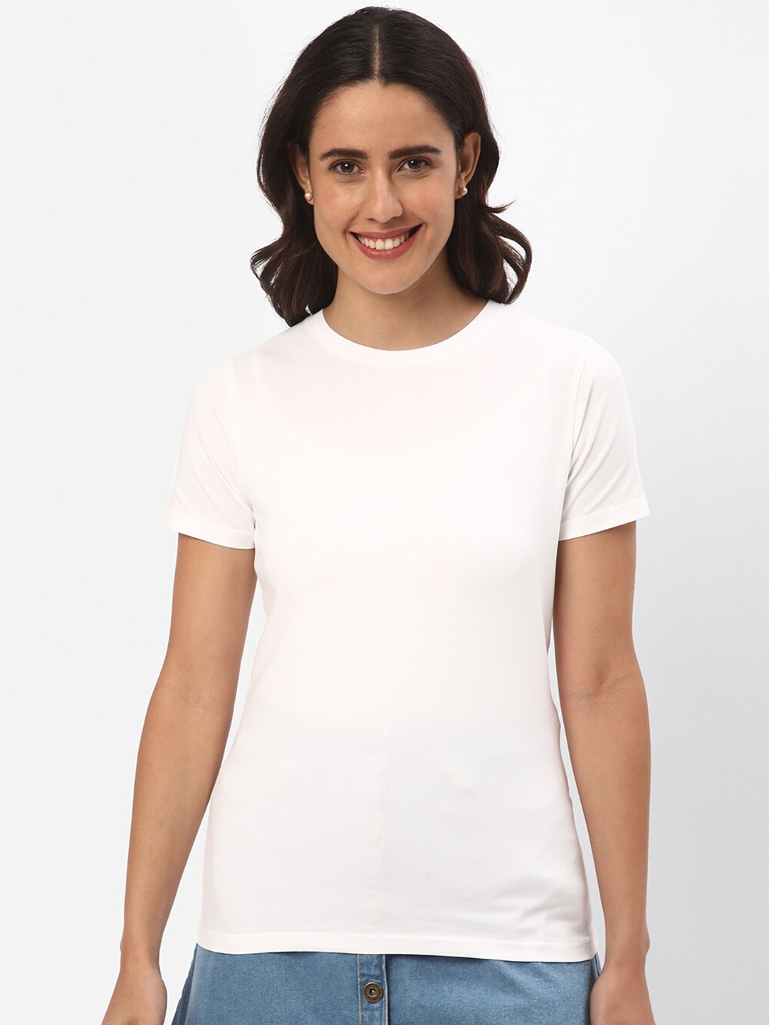 

R&B Round Neck Cotton T-shirt, White