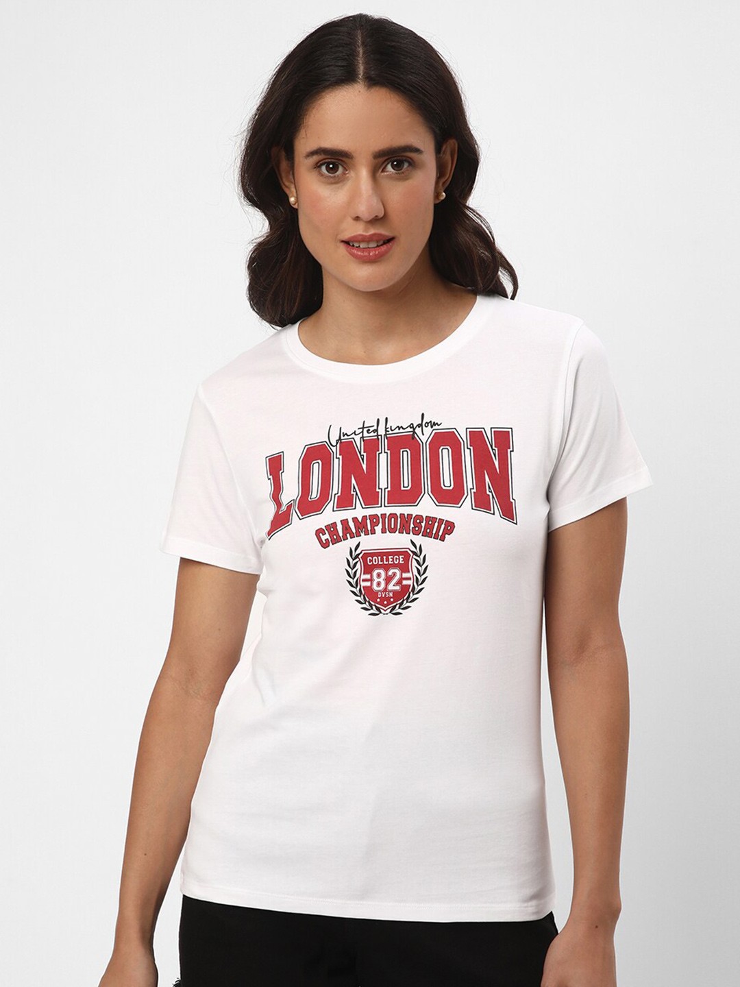 

R&B Typography Printed Cotton T-shirt, White