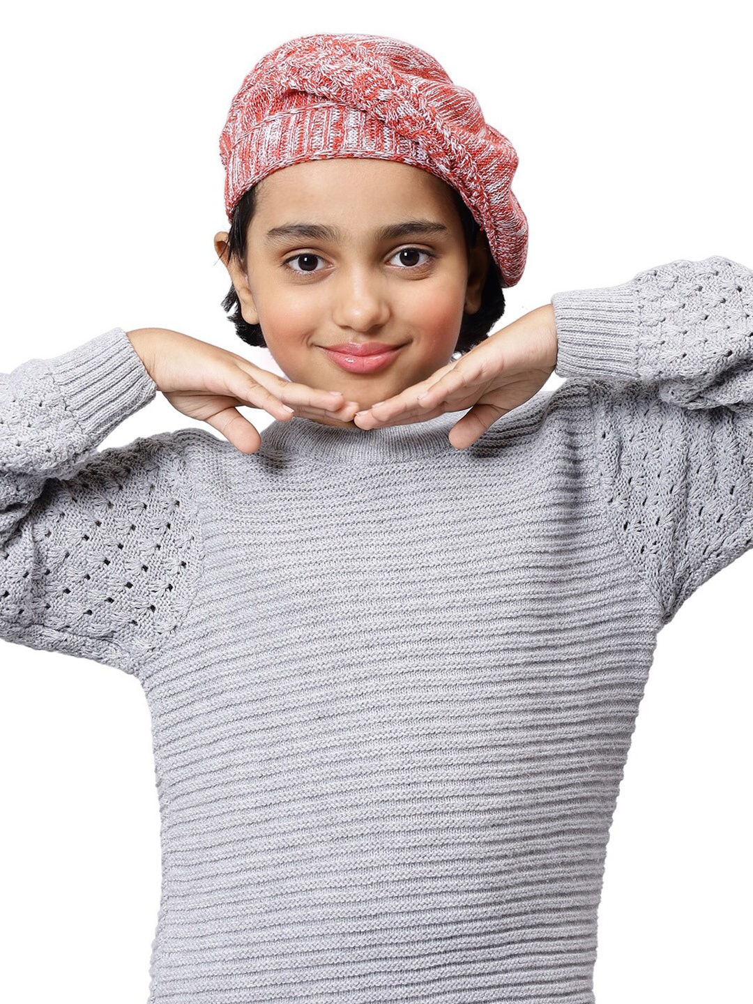 

Bharatasya Girls Self Design Cotton Afghani Slouch Cap, Brown