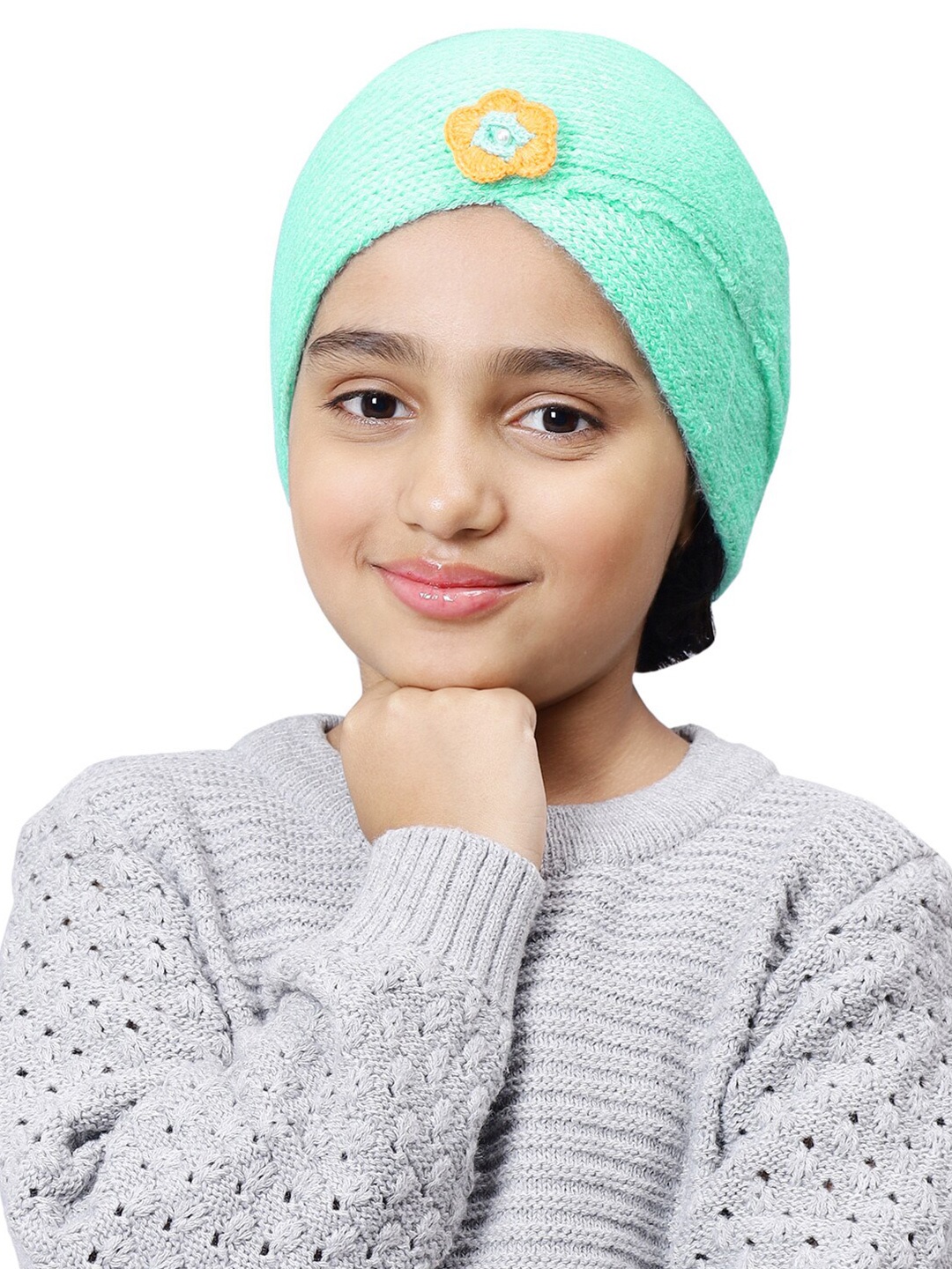 

Bharatasya Girls Self Design Beanie, Turquoise blue