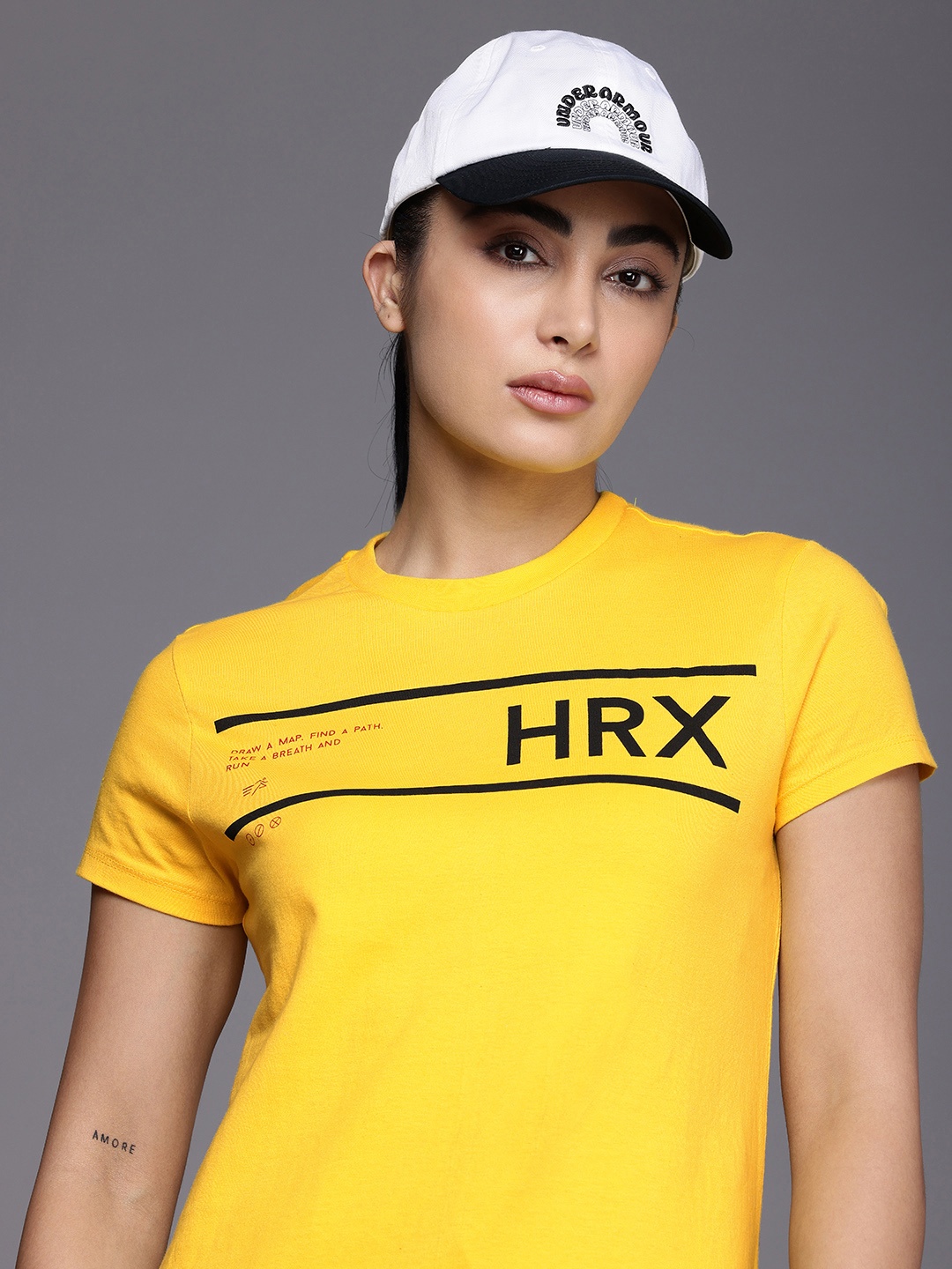 HRX by Hrithik Roshan Women Typography Printed T-shirt, Yellow