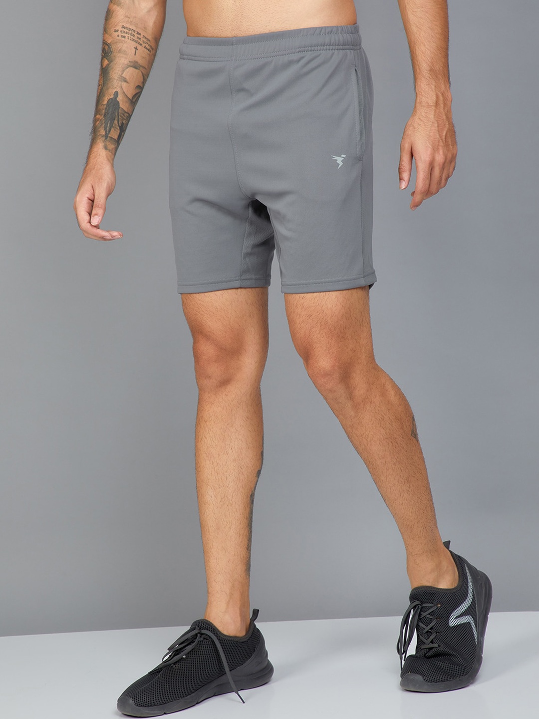 

Technosport Men Slim Fit Mid-Rise Rapid-Dry Sports Shorts, Charcoal