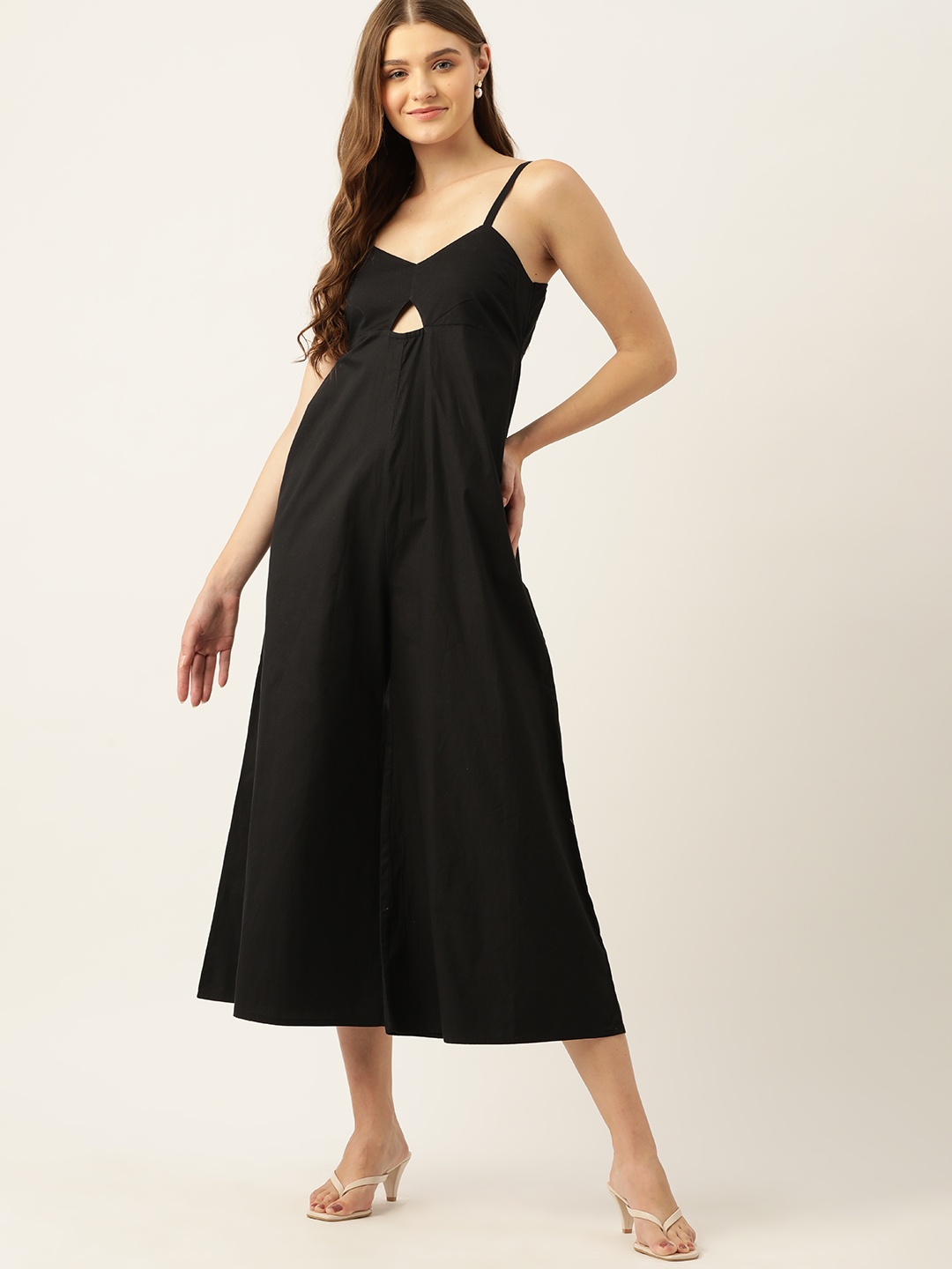 

Mast & Harbour Solid Culotte Jumpsuit, Black