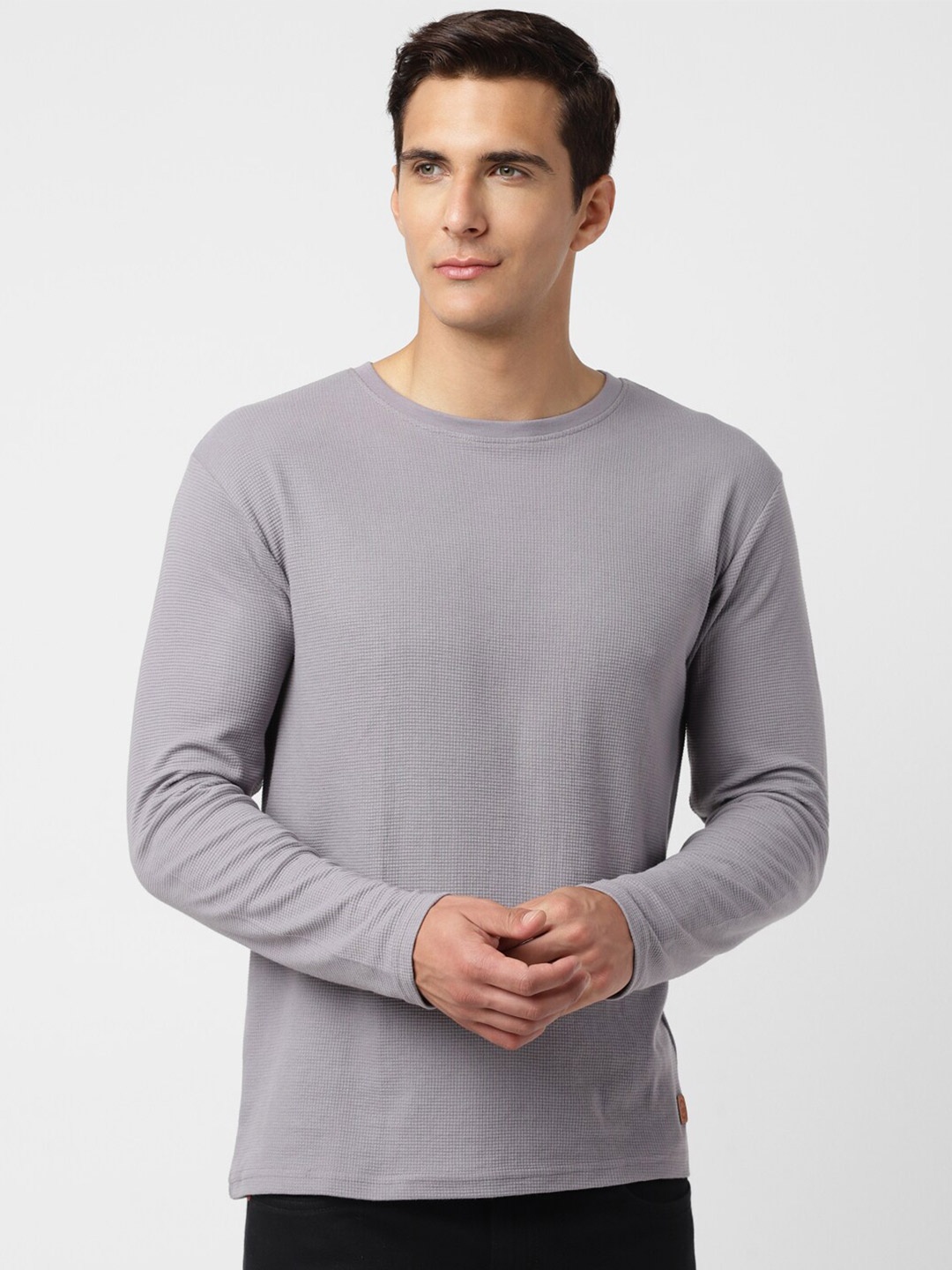 

UrbanMark Regular Fit Round Neck Full Sleeves Knitted T-shirt, Grey