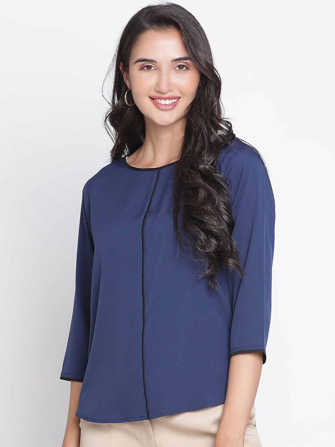 

DRAAX Fashions Round Neck Regular Top, Blue