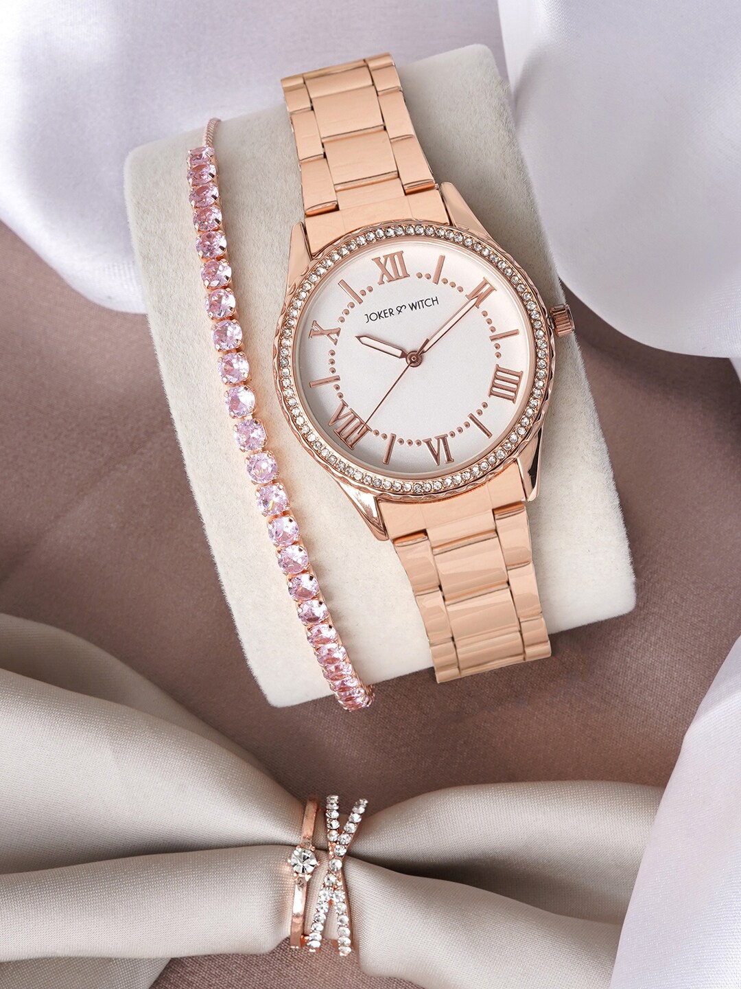 

JOKER & WITCH Women Stainless Steel Watch Gift Set, Rose gold