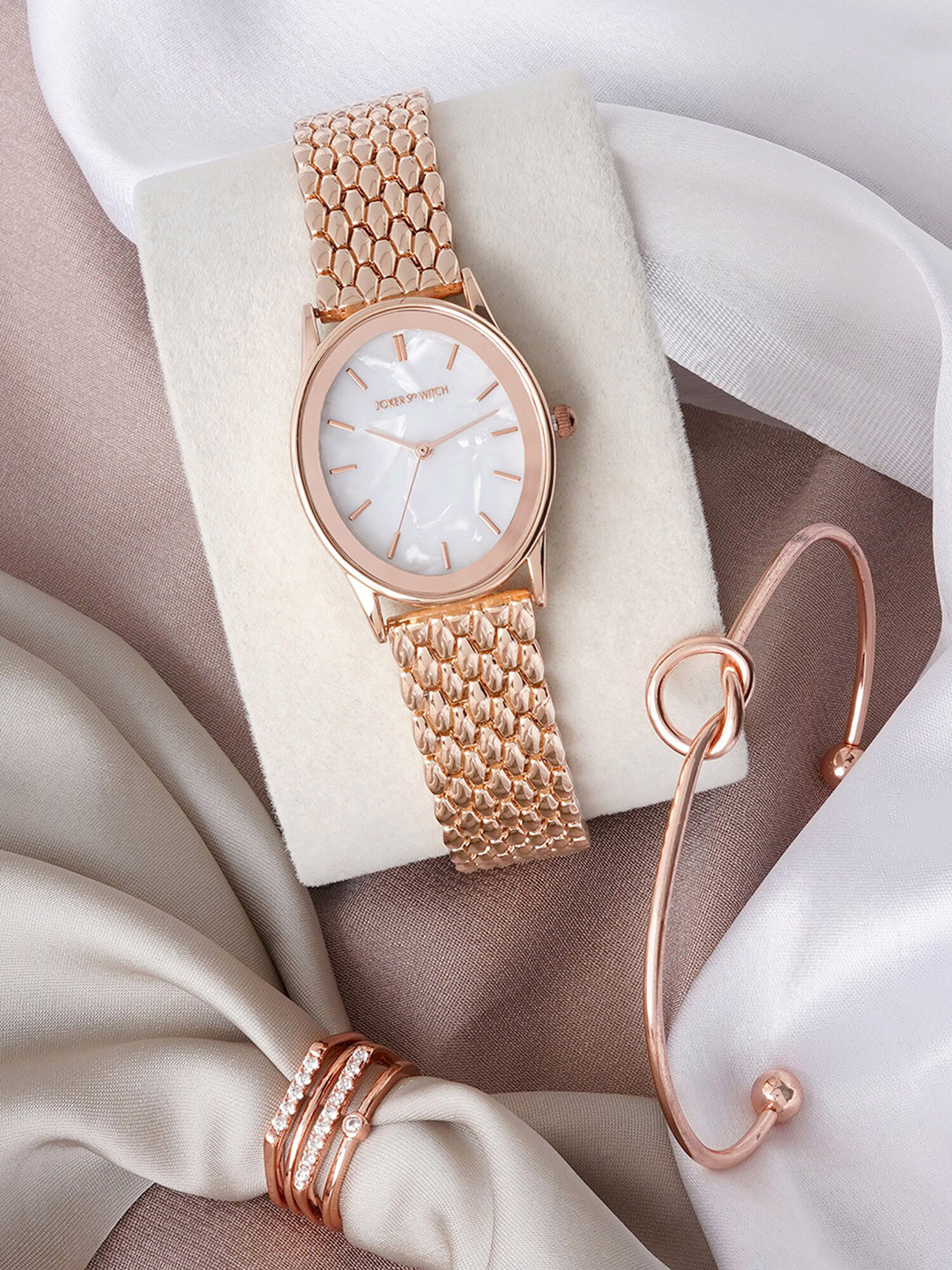 

JOKER & WITCH Women Stainless Steel Watch Gift Set, Rose gold