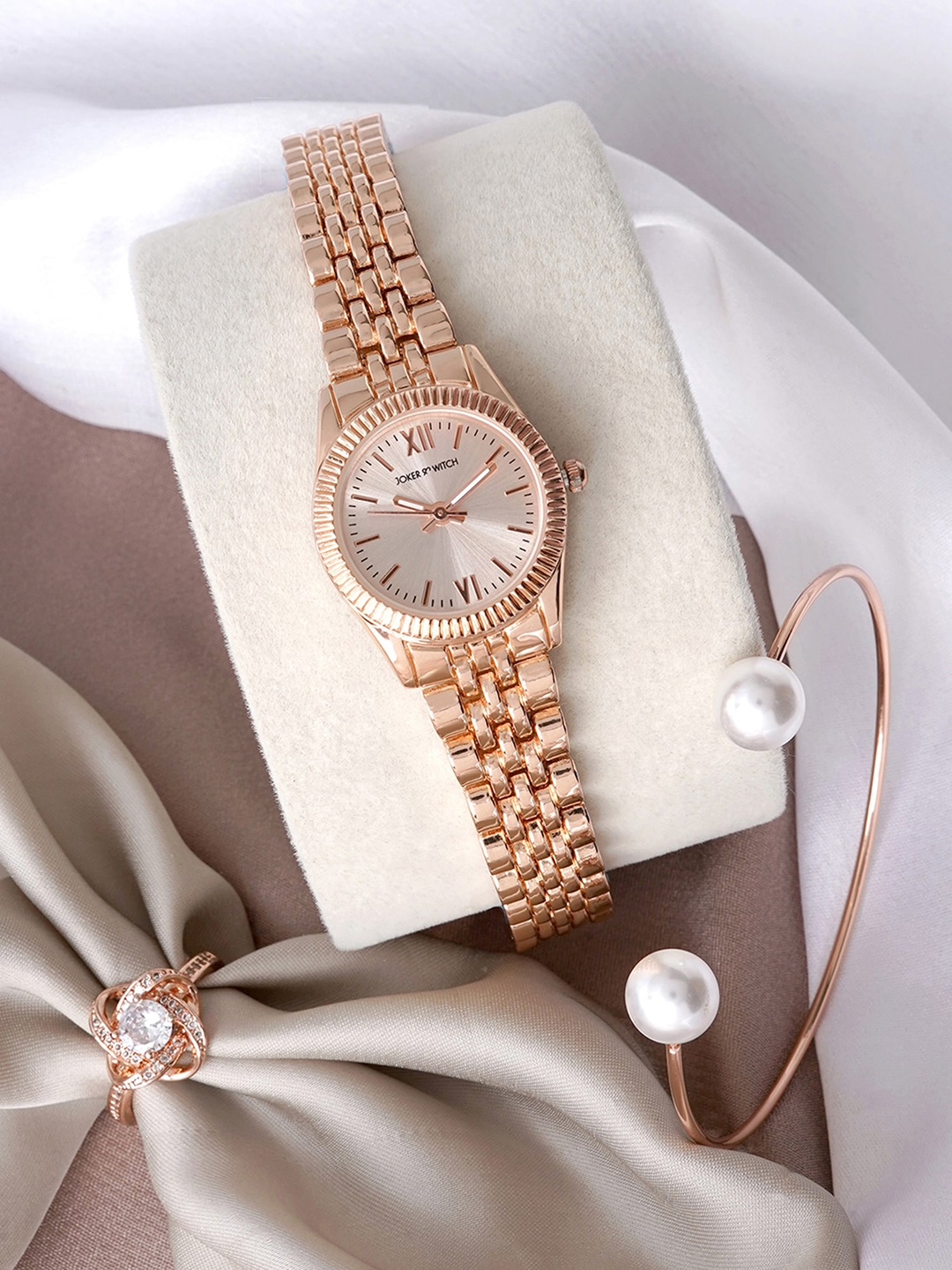 

JOKER & WITCH Women Stainless Steel Watch Gift Set, Rose gold
