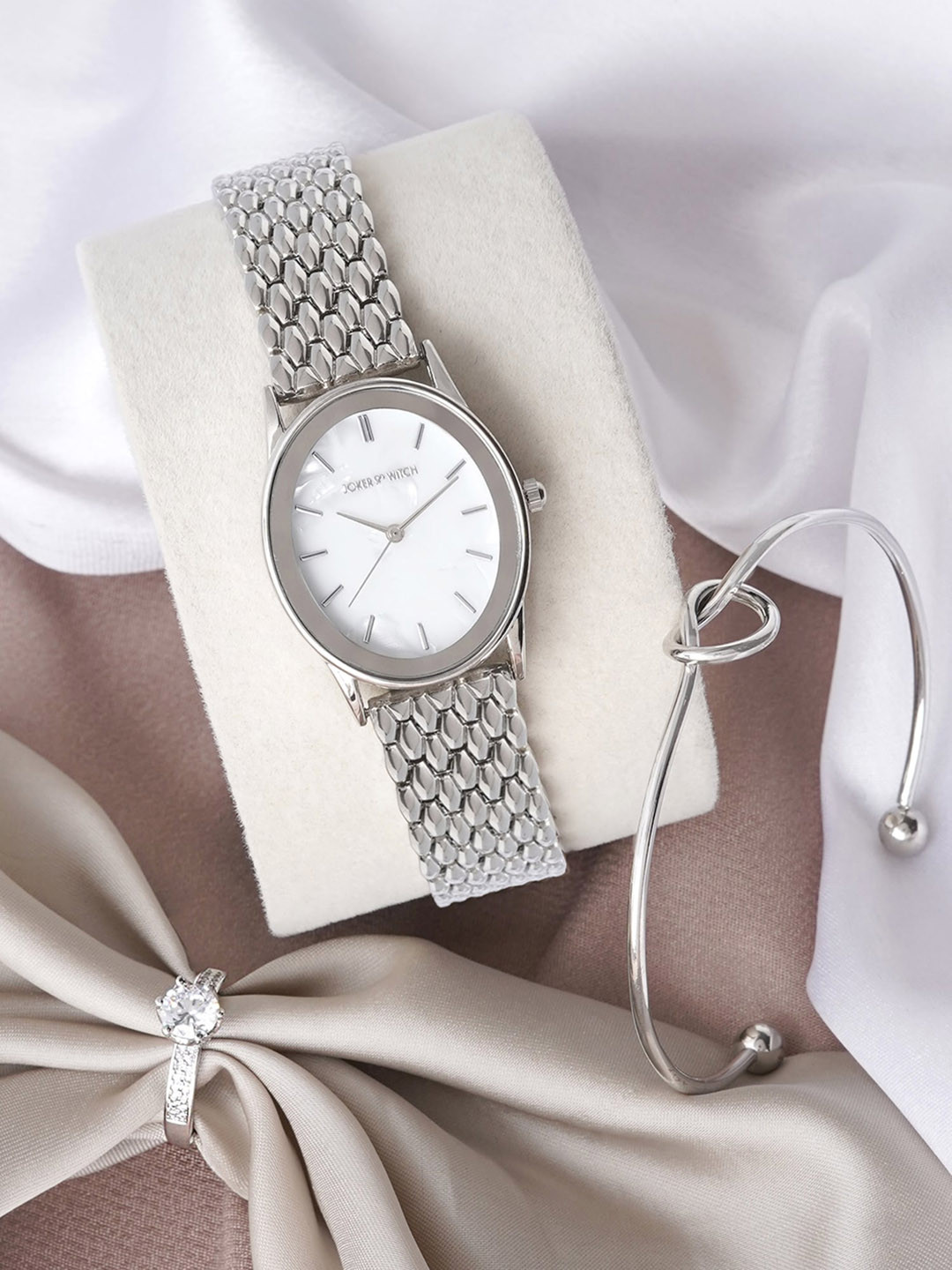 

JOKER & WITCH Women Stainless Steel Watch Gift Set, Silver