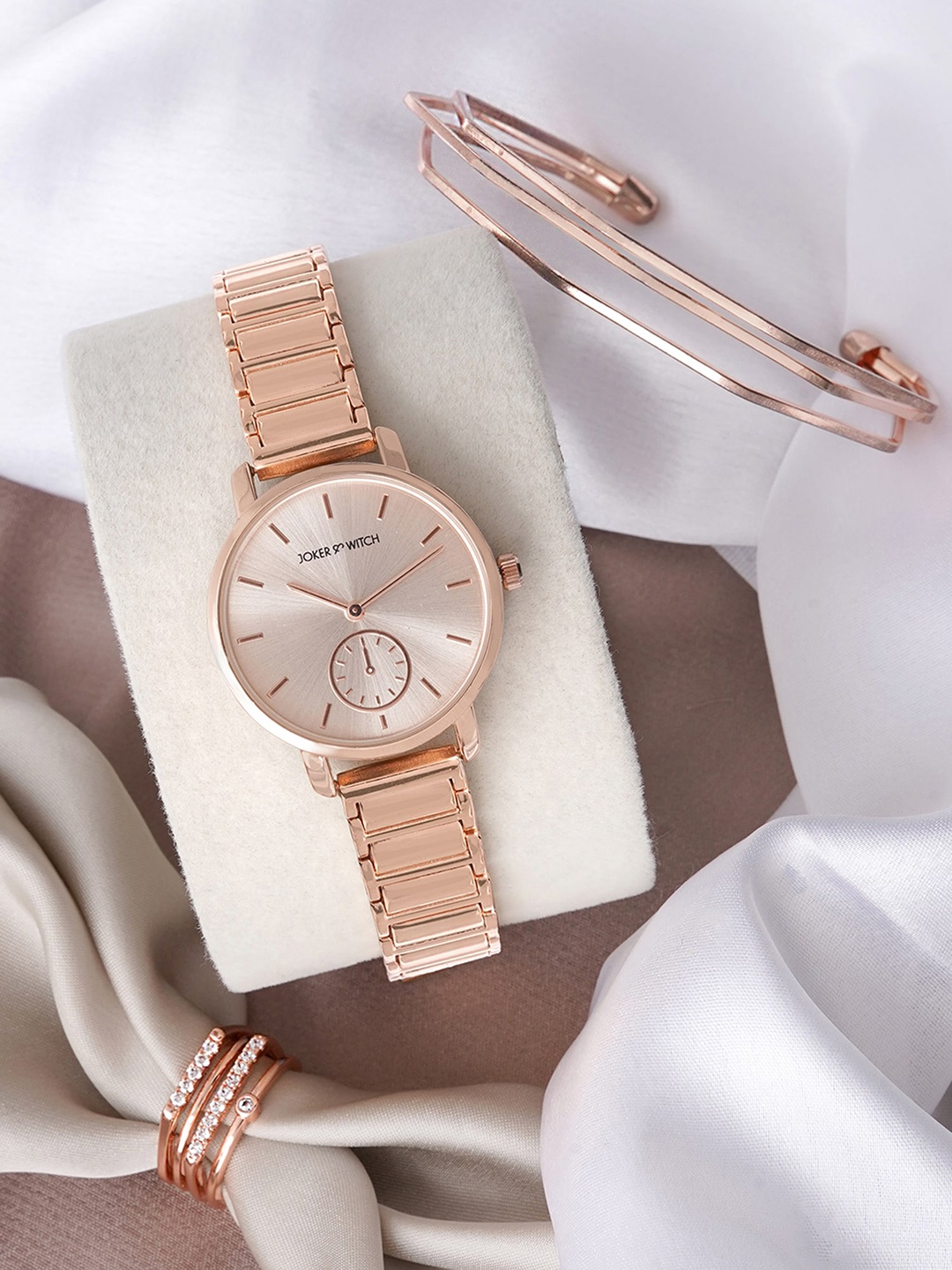 

JOKER & WITCH Women Stainless Steel Watch Gift Set, Rose gold