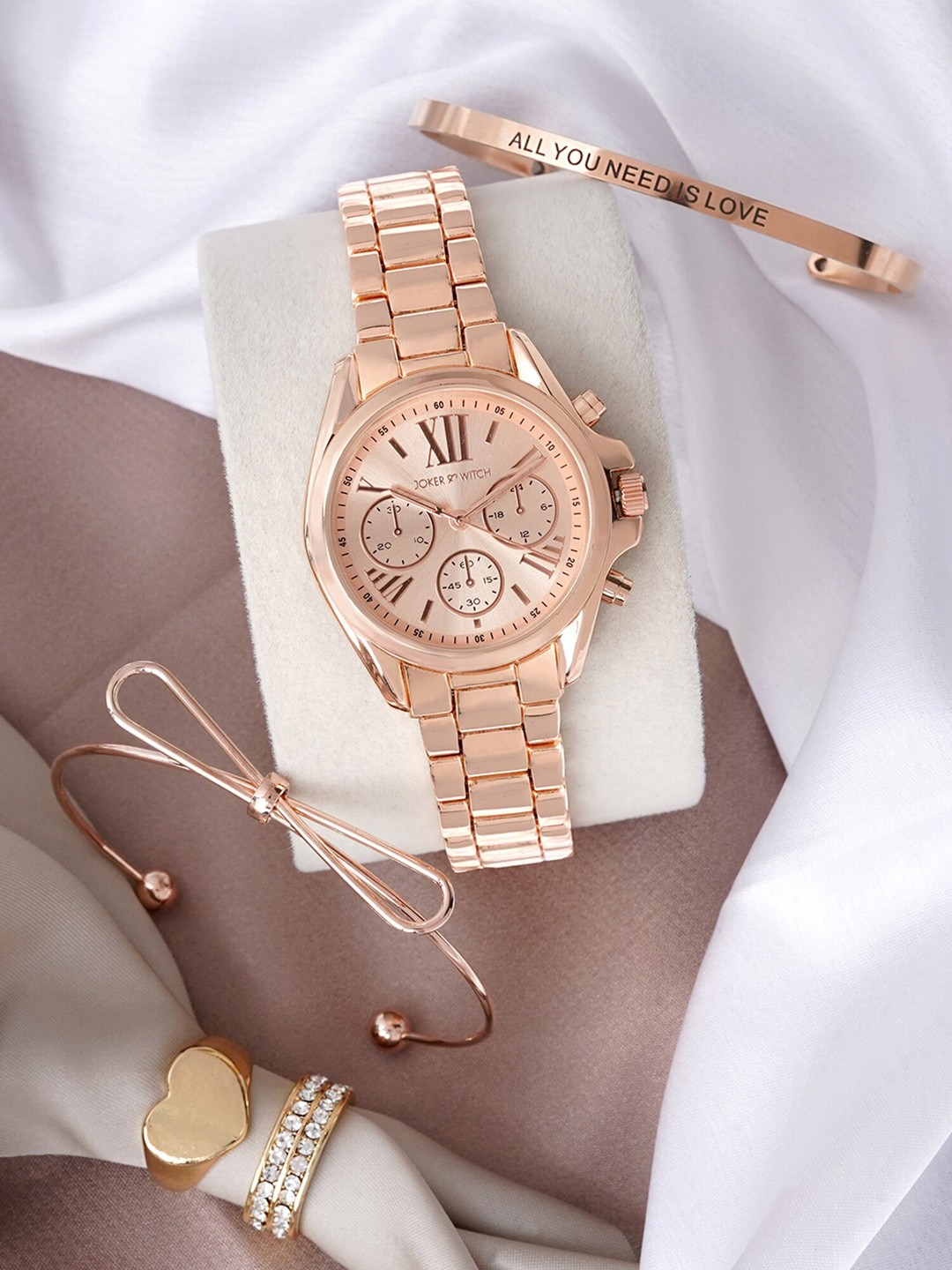 

Jokers & Witch Women Stainless Steel Watch Gift Set, Rose gold