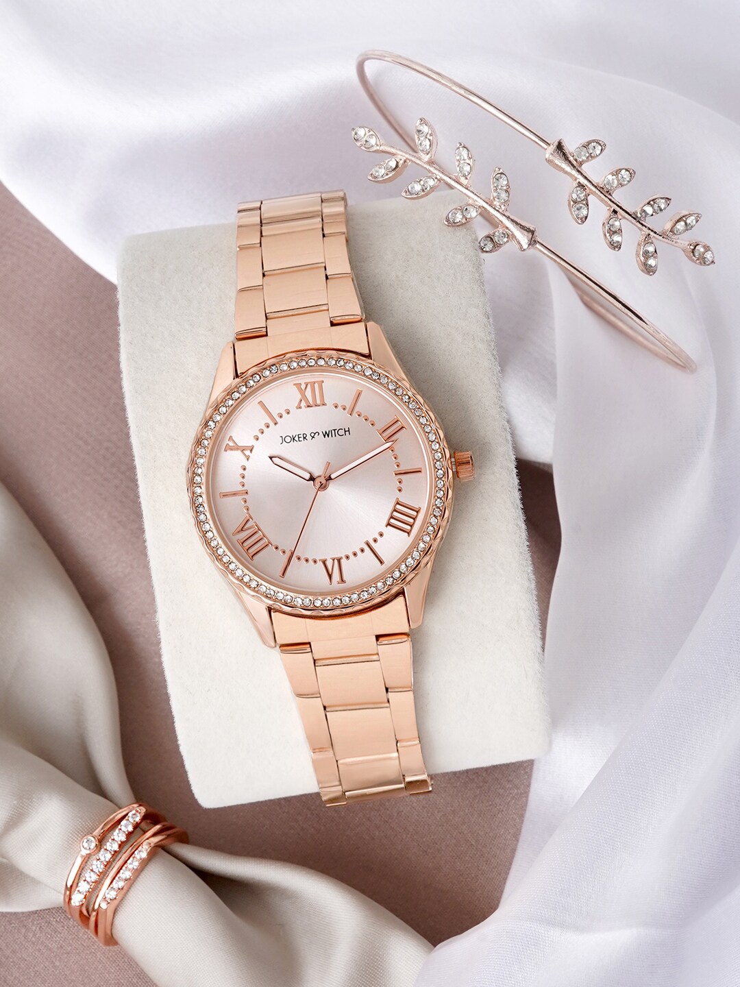 

JOKER & WITCH Women Drew Love Triangle Watch Gift Set JWLT823, Rose gold