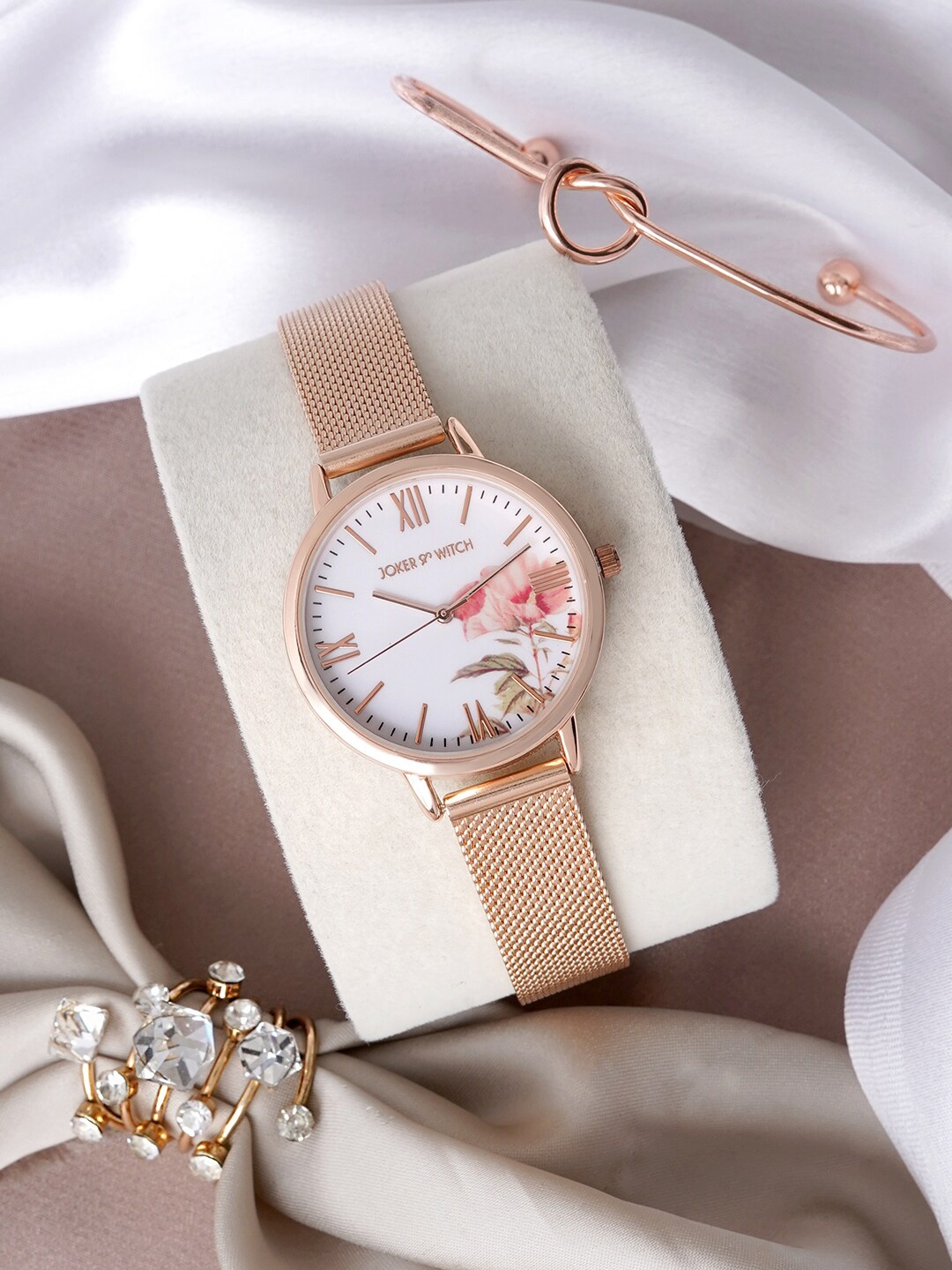 

JOKER & WITCH Women Anakin Love Triangle Watch Gift Set JWLT833, Rose gold