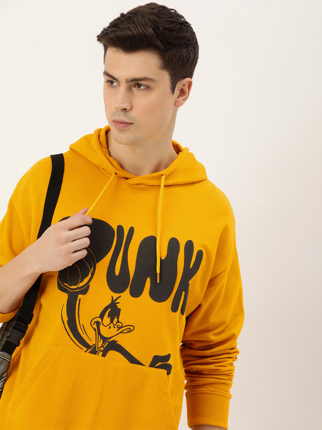 

Kook N Keech Men Graphic Printed Hooded Sweatshirt, Mustard