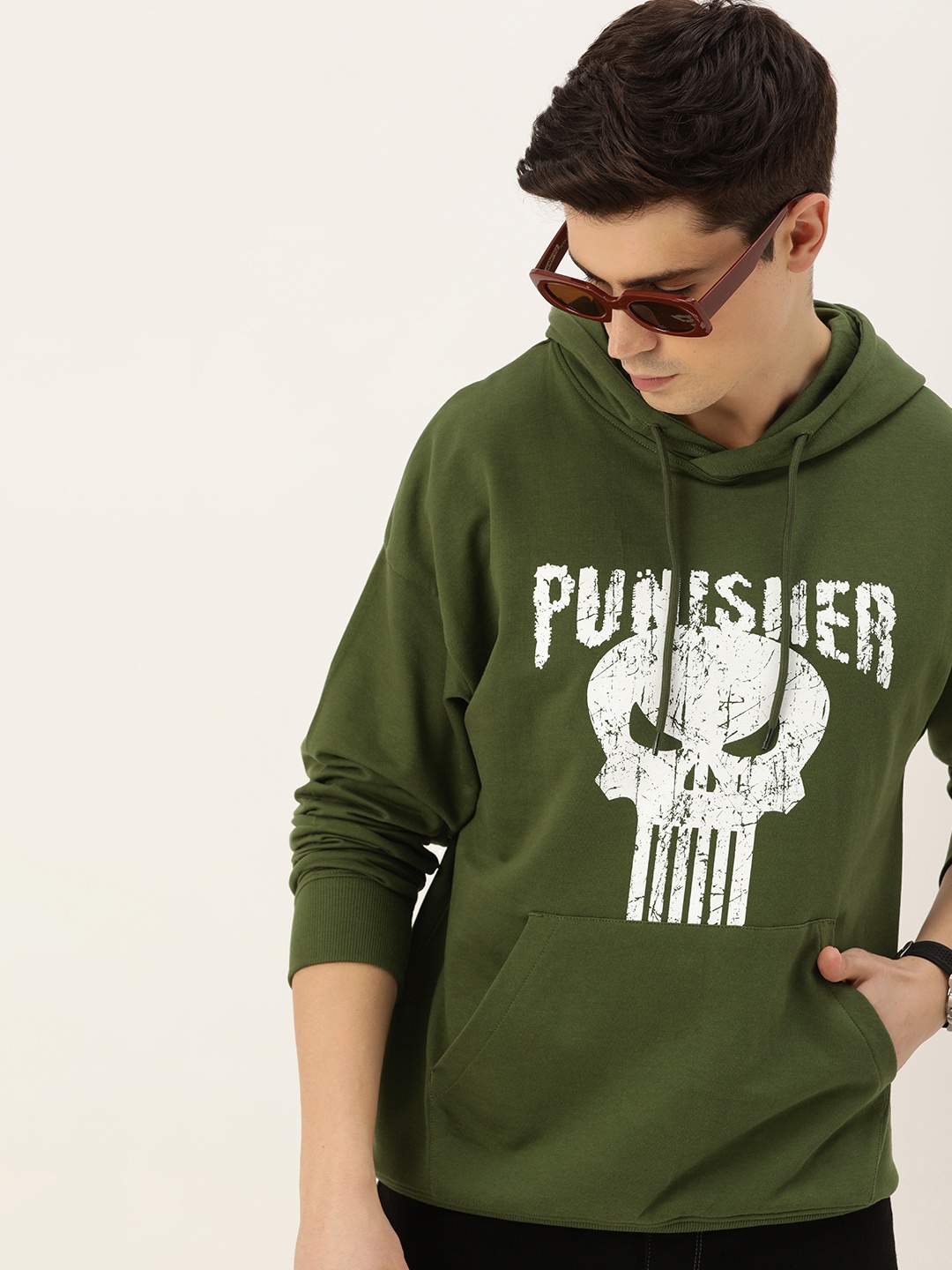 

Kook N Keech Men Graphic Printed Hooded Sweatshirt, Olive