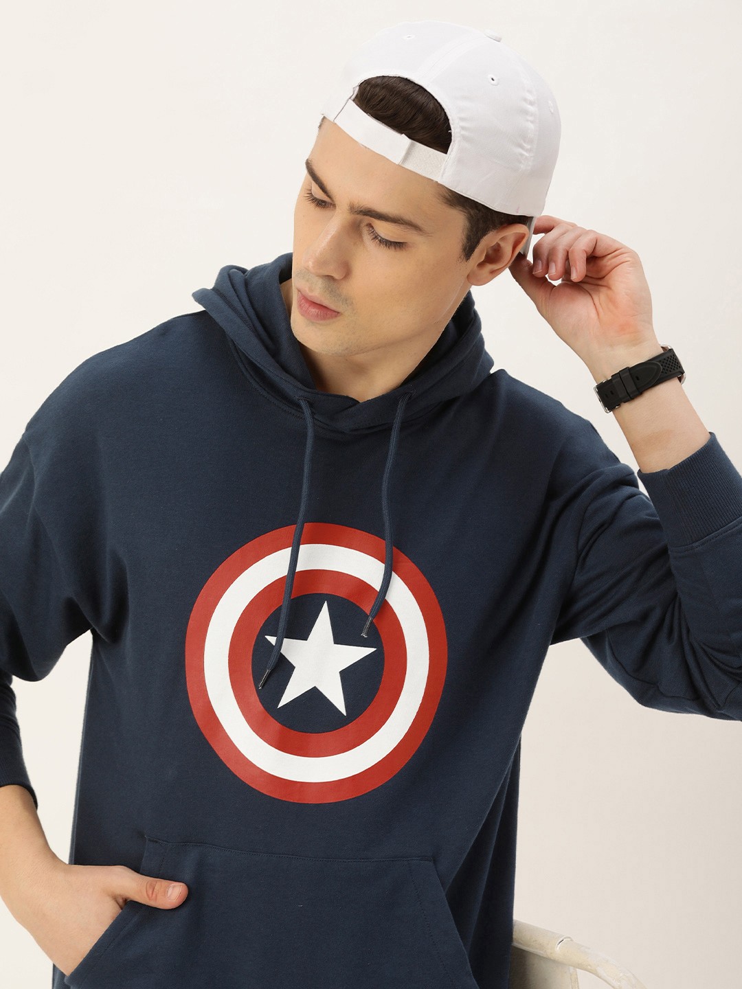 

Kook N Keech Men Graphic Printed Hooded Sweatshirt, Navy blue