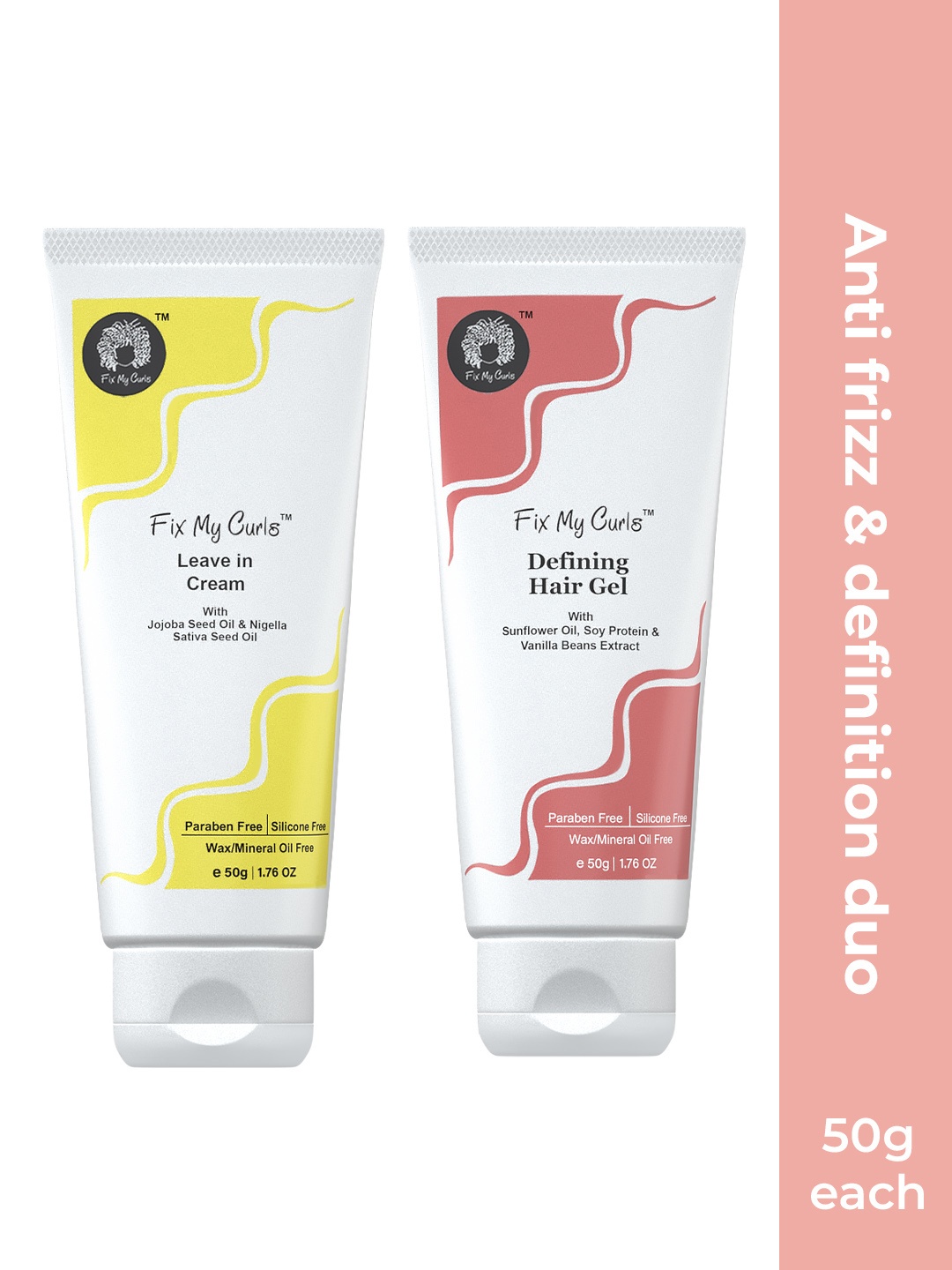 

Fix My Curls Set Of 2 Leave In Cream & Defining Hair Gel - 50g Each, Multi
