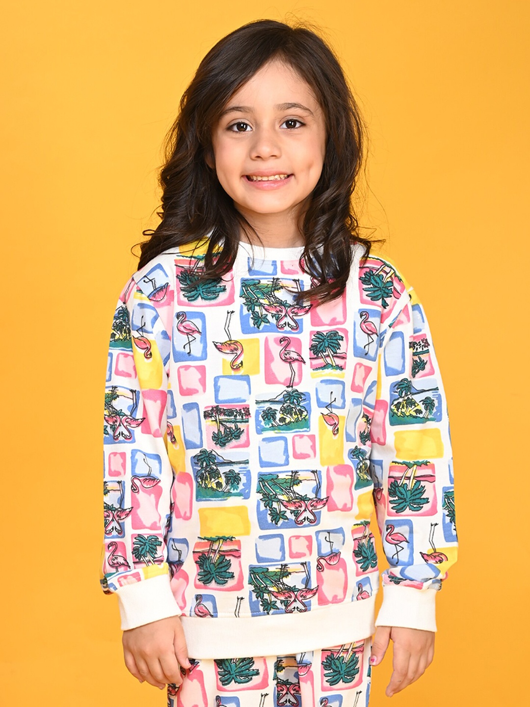 

Anthrilo Girls Graphic Printed Fleece Pullover Sweatshirt, White