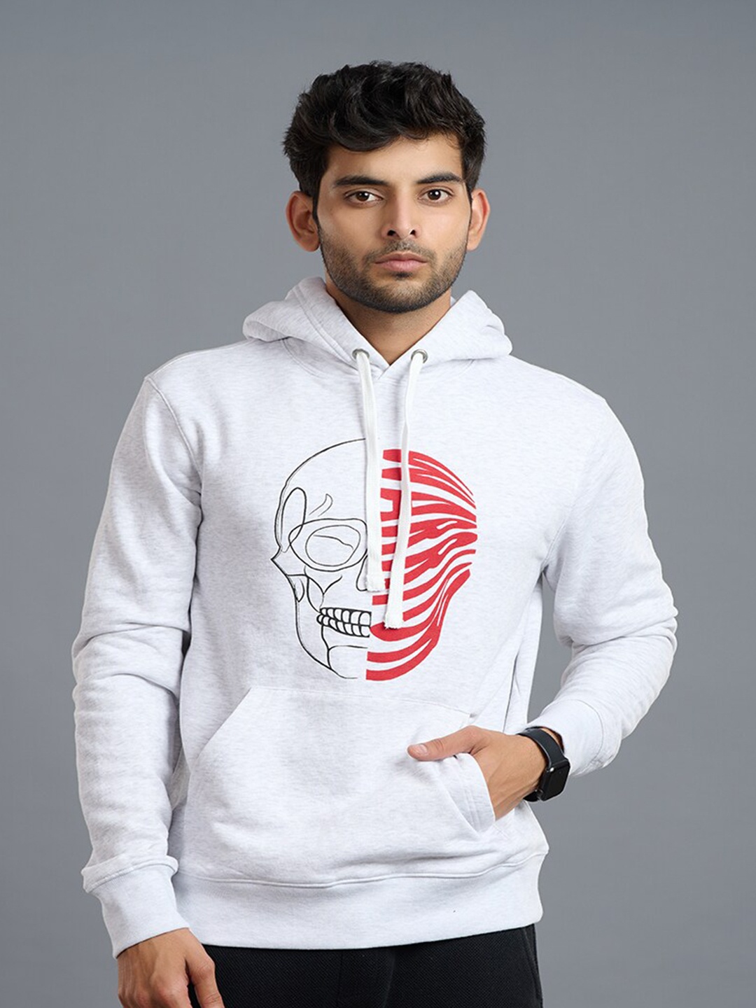 

GO DEVIL Graphic Printed Hooded Pullover Sweatshirt, White