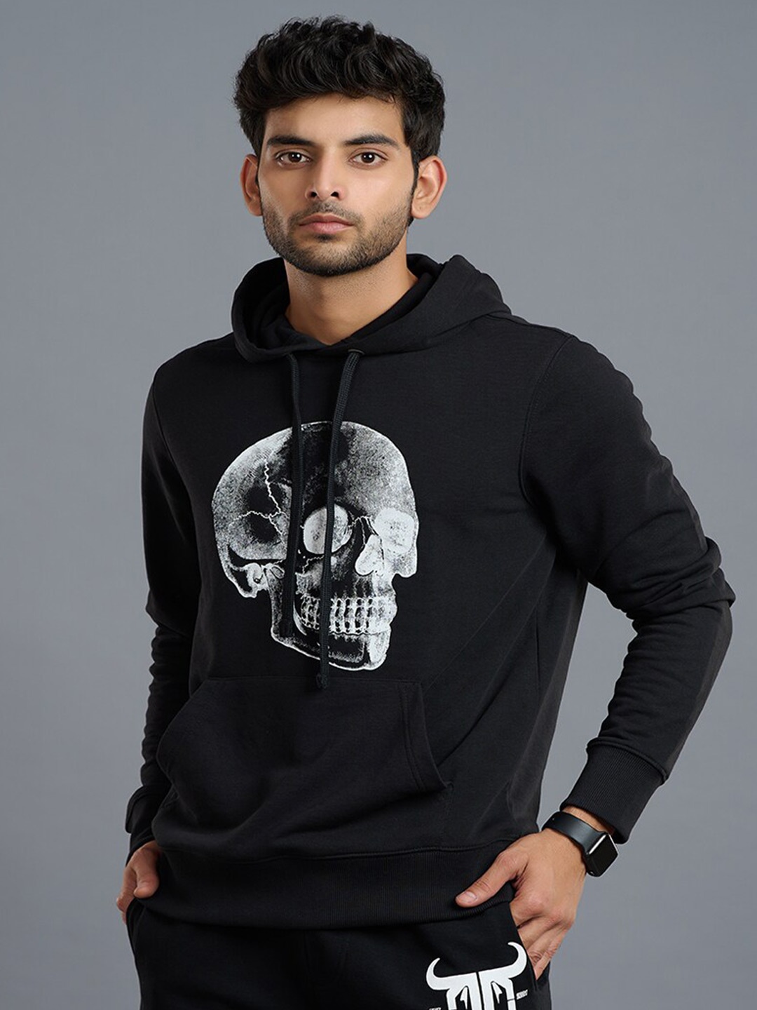 

GO DEVIL Graphic Printed Hooded Pullover Sweatshirt, Black