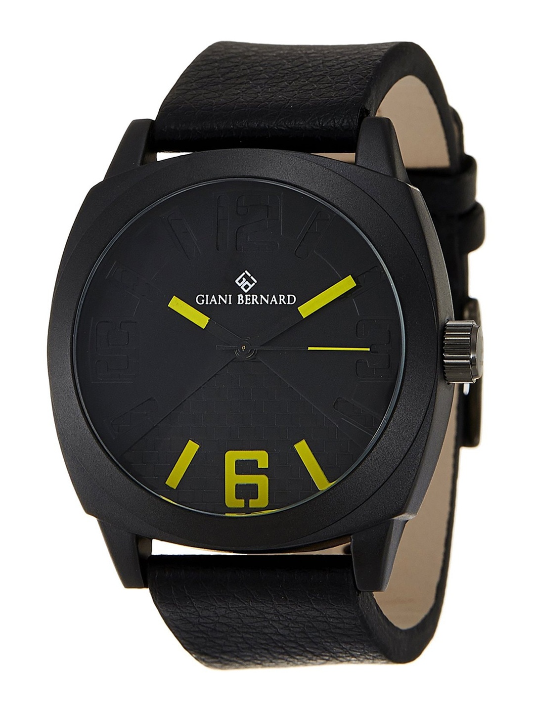 

Giani Bernard Men Textured Dial & Leather Straps Analogue Watch GB-113E, Black