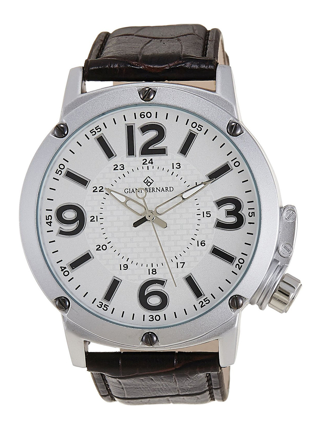 

Giani Bernard Men Embellished Dial & Leather Textured Straps Analogue Watch GB-105C, Black