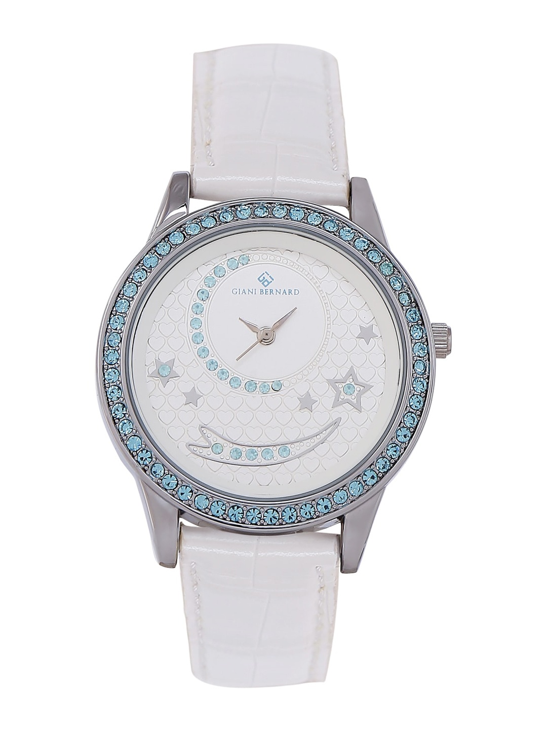 

Giani Bernard Women Embellished Dial & Leather Straps Analogue Watch GBL-02HX, White