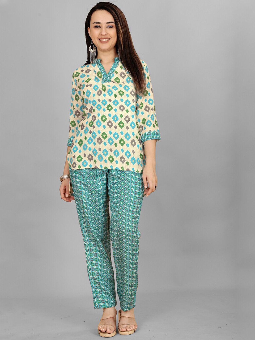 

Lilots Printed Tunic & Trousers, Cream