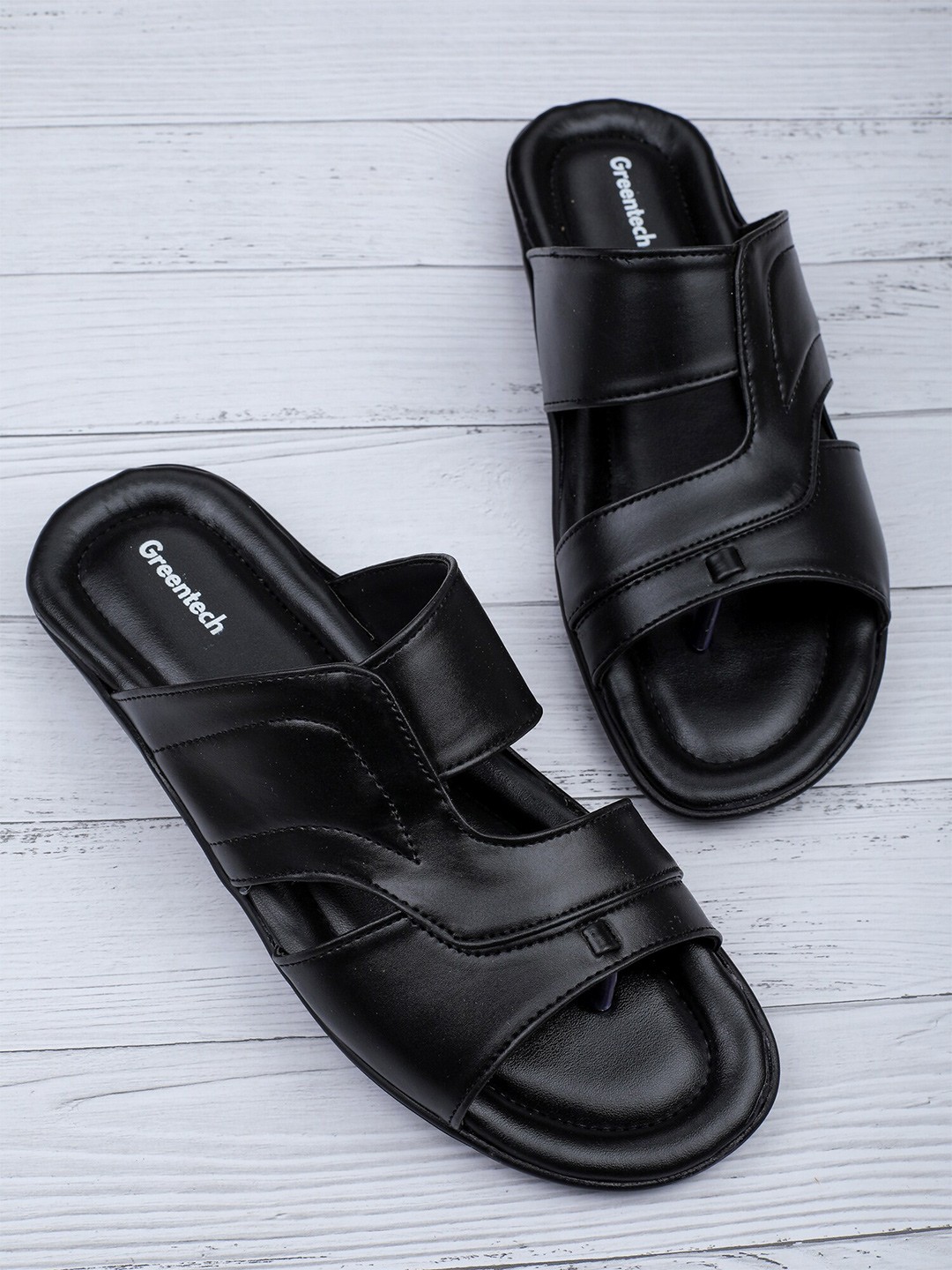 

Greentech Men Slip-On Ethnic Comfort Sandals, Black