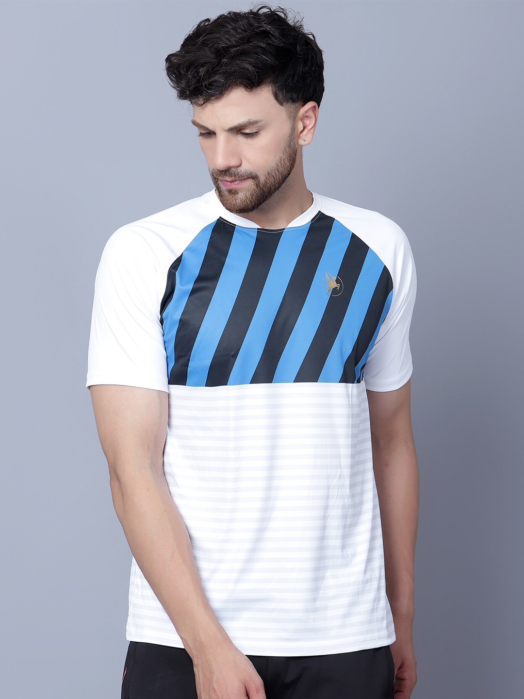 

Shiv Naresh Striped Raglan Sleeves T-Shirt, Blue