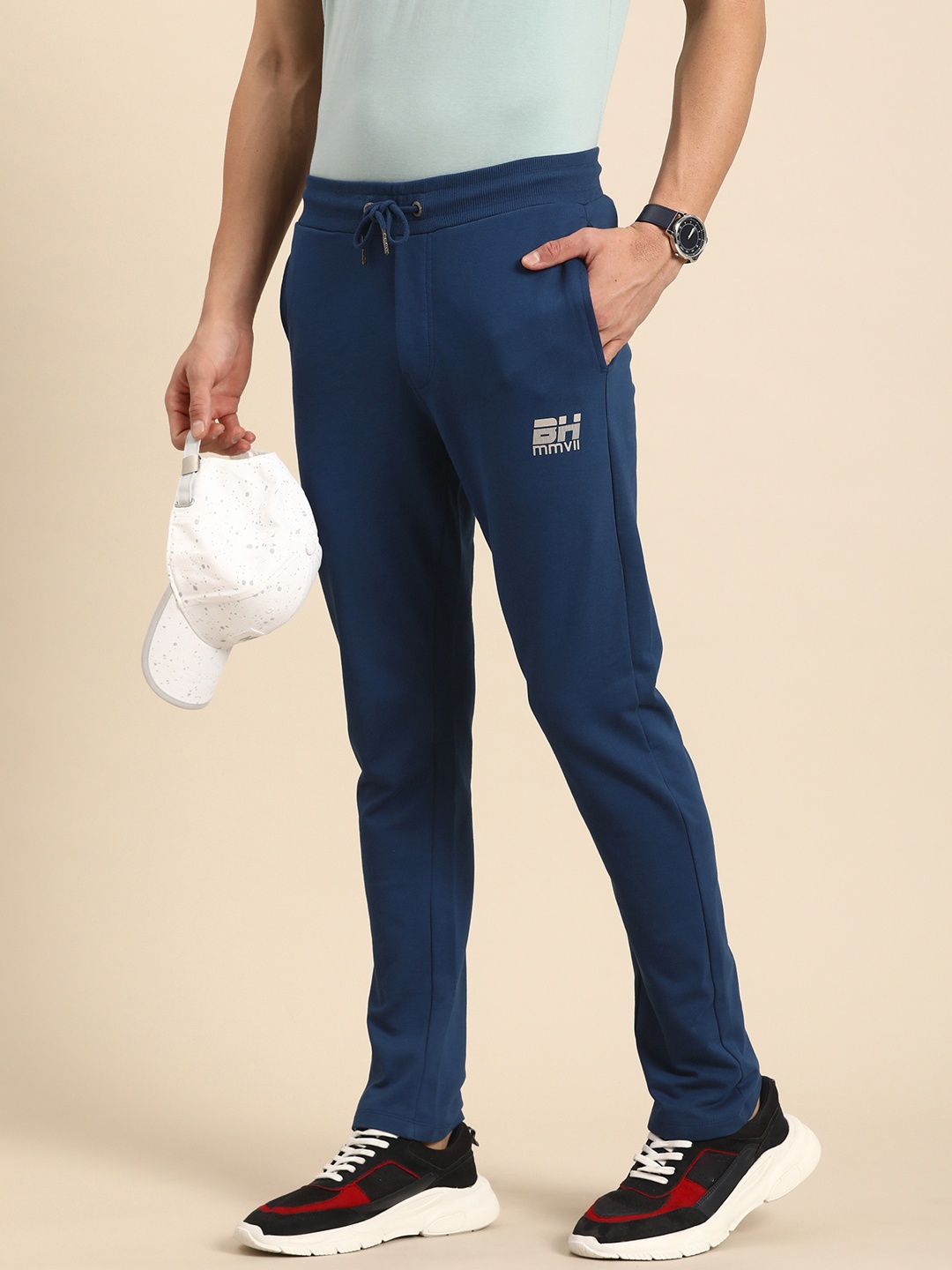 

Being Human Men Mid-Rise Pure Cotton Track Pants, Teal