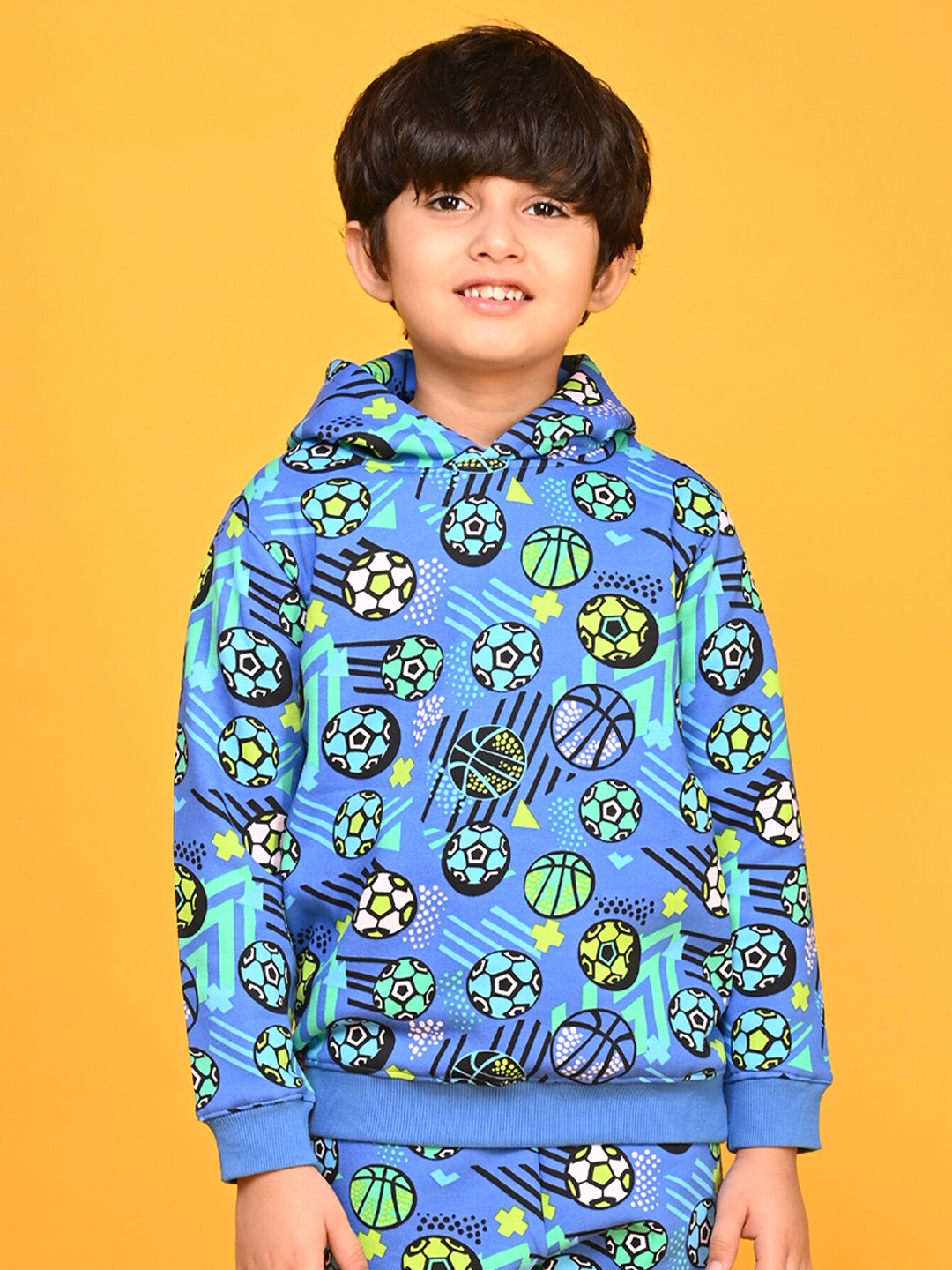 

Anthrilo Boys Graphic Printed Hooded Fleece Pullover Sweatshirt, Blue