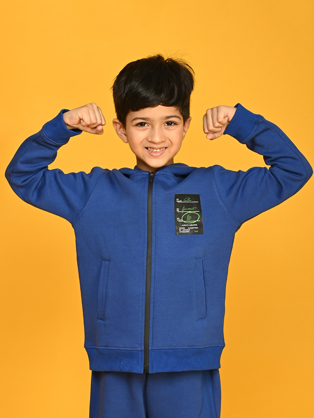 

Anthrilo Boys Hooded Fleece Front Open Sweatshirt, Navy blue