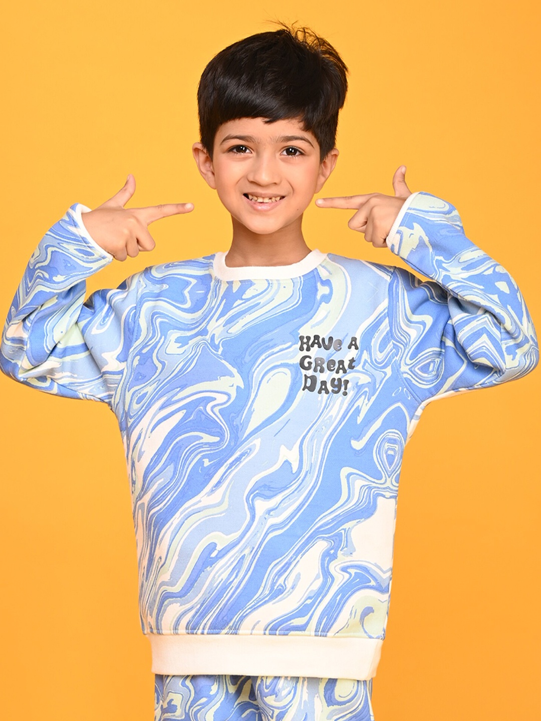 

Anthrilo Boys Abstract Printed Fleece Sweatshirt, Blue