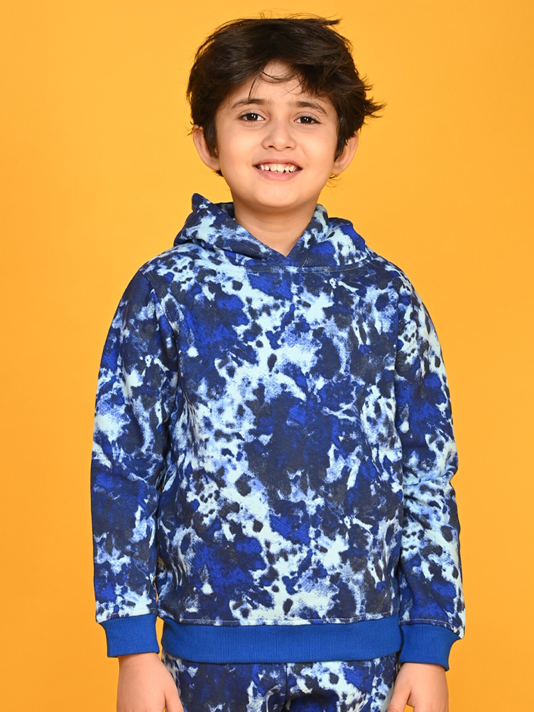 

Anthrilo Boys Abstract Printed Hooded Fleece Sweatshirt, Blue
