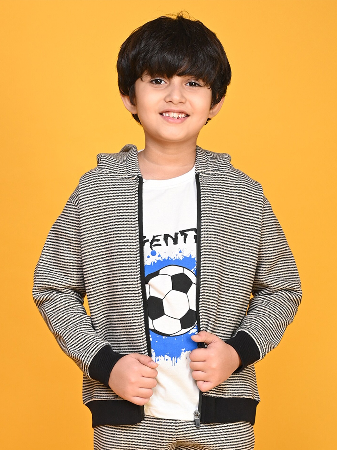 

Anthrilo Boys Striped Hooded Fleece Sweatshirt, Black