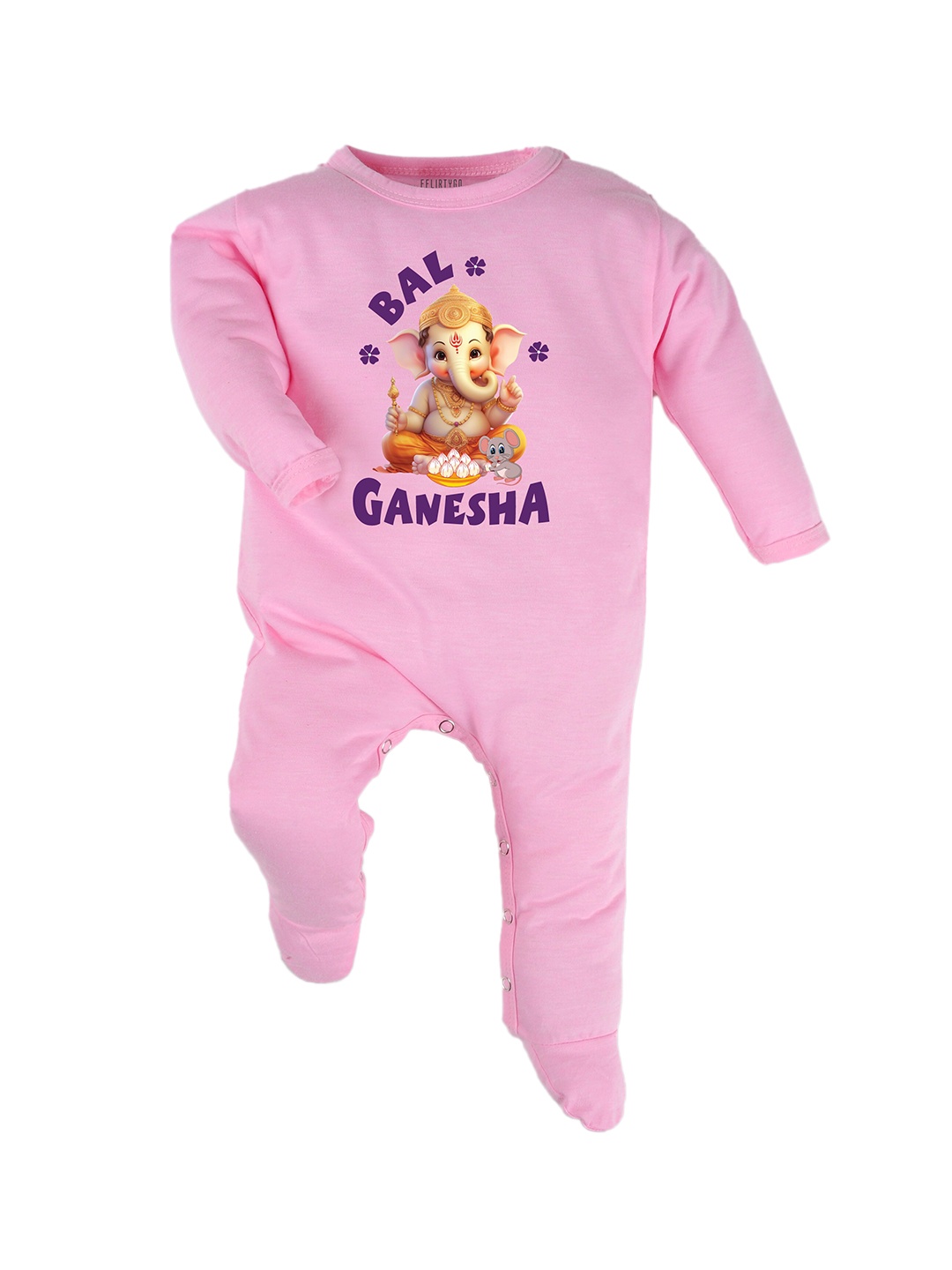 

FFLIRTYGO Infants Ganesh Chaturthi Printed Sleepsuit, Pink
