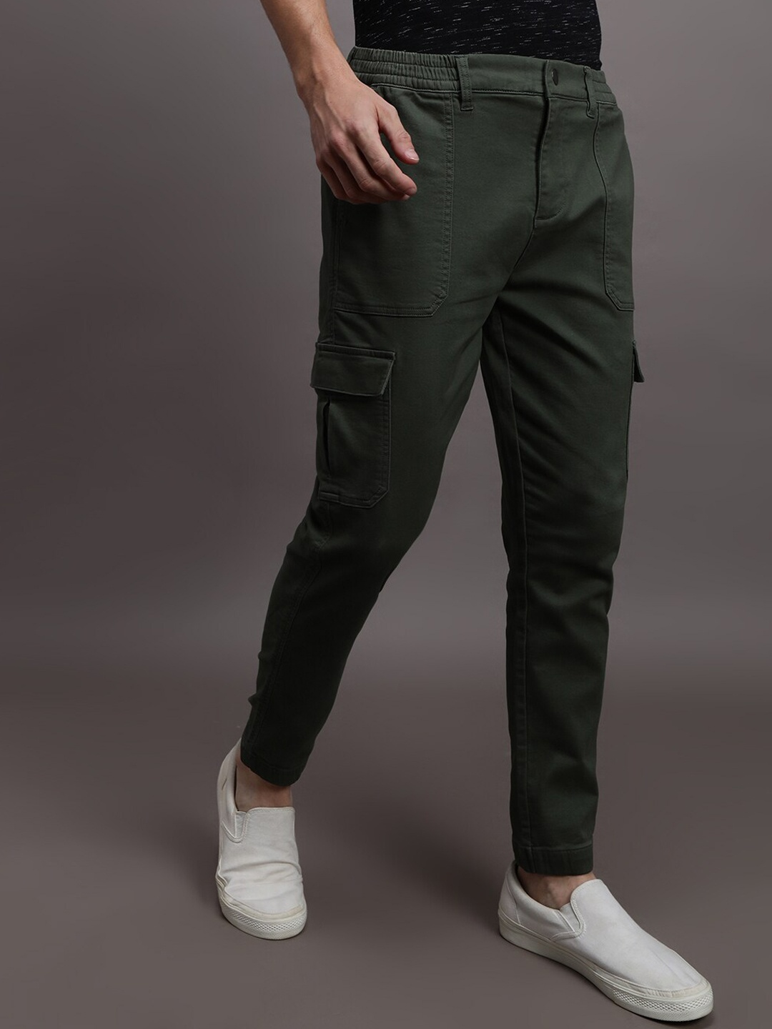 

Crocodile Men Slim Fit Easy Wash Cotton Joggers, Olive