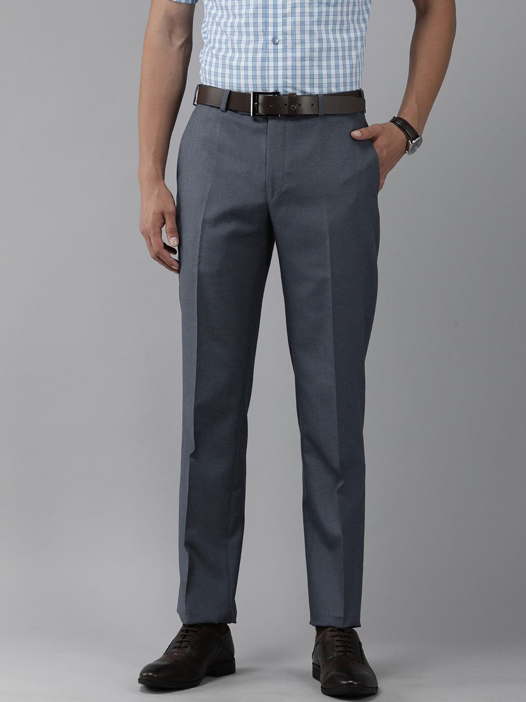 

Park Avenue Men Smart Fit Low-Rise Formal Trousers, Grey