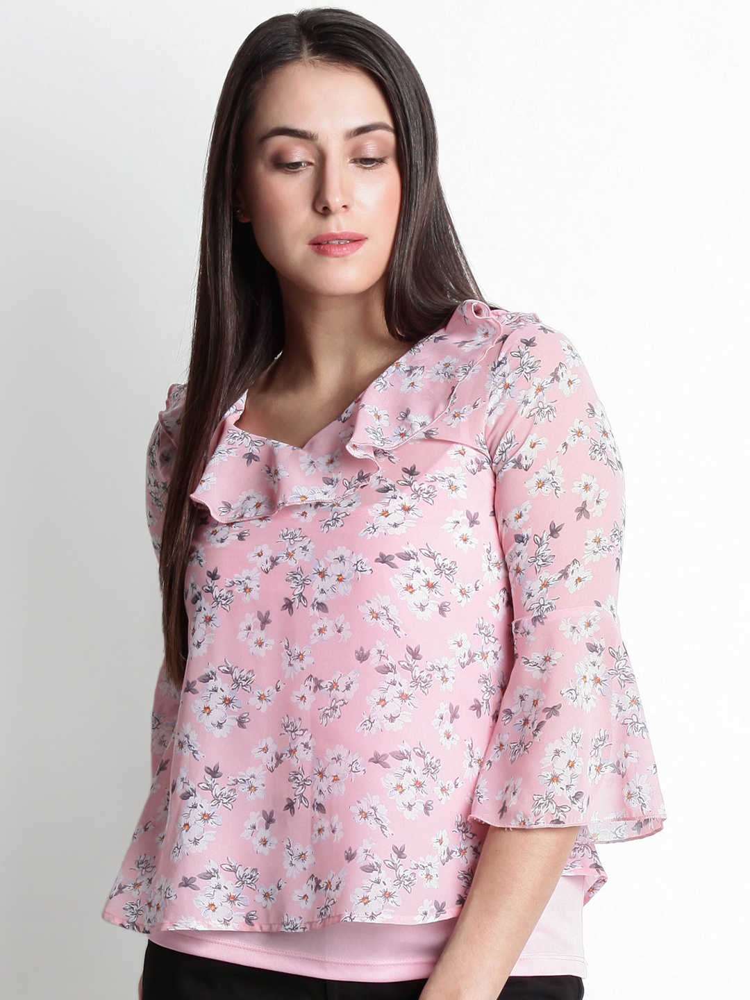 

Honey by Pantaloons Women Pink Floral Print Top