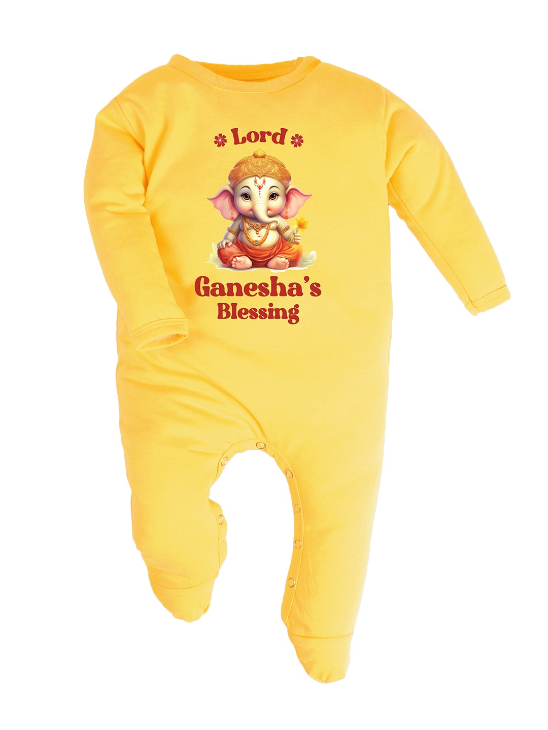 

FFLIRTYGO Infants Ganesh Chaturthi Printed Sleepsuit, Yellow