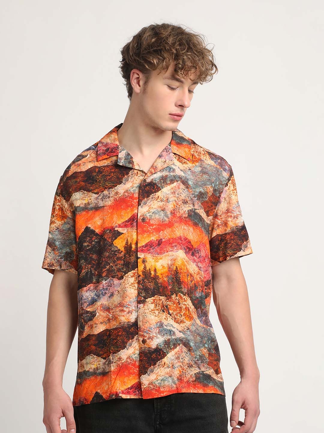

THE BEAR HOUSE Abstract Printed Casual Shirt, Brown