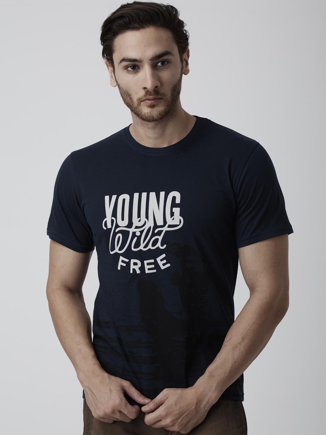 

YAK YAK Men Navy Blue Printed Round Neck T-shirt