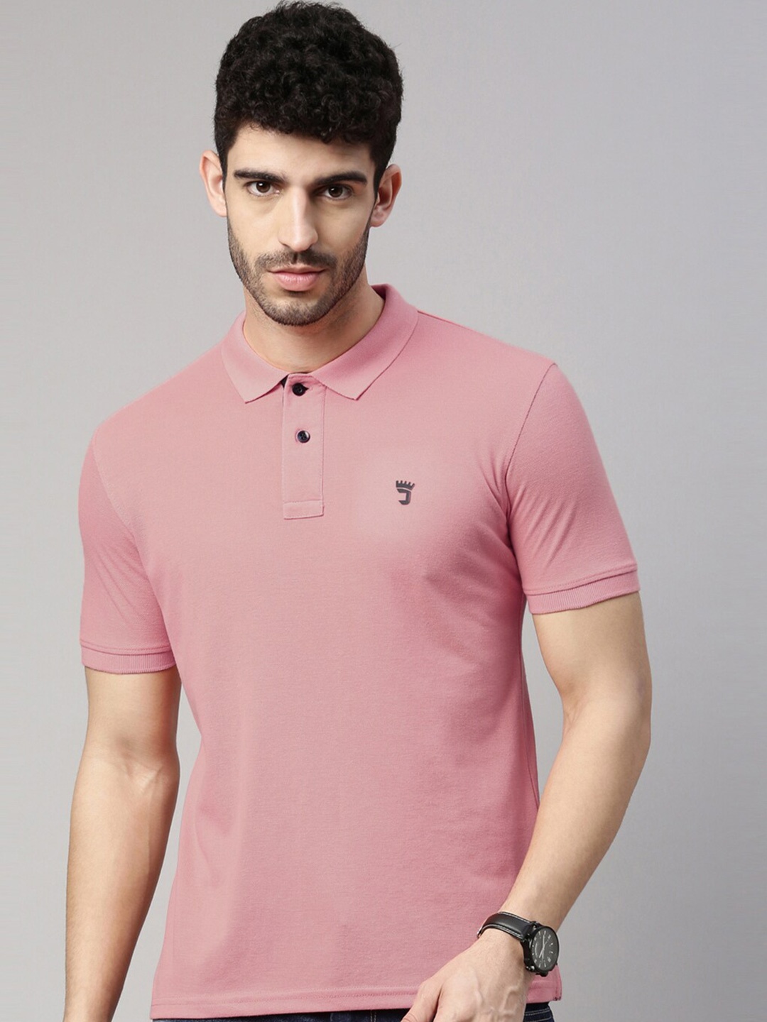 

Joven Polo Collar Pure Cotton T-shirt, Pink