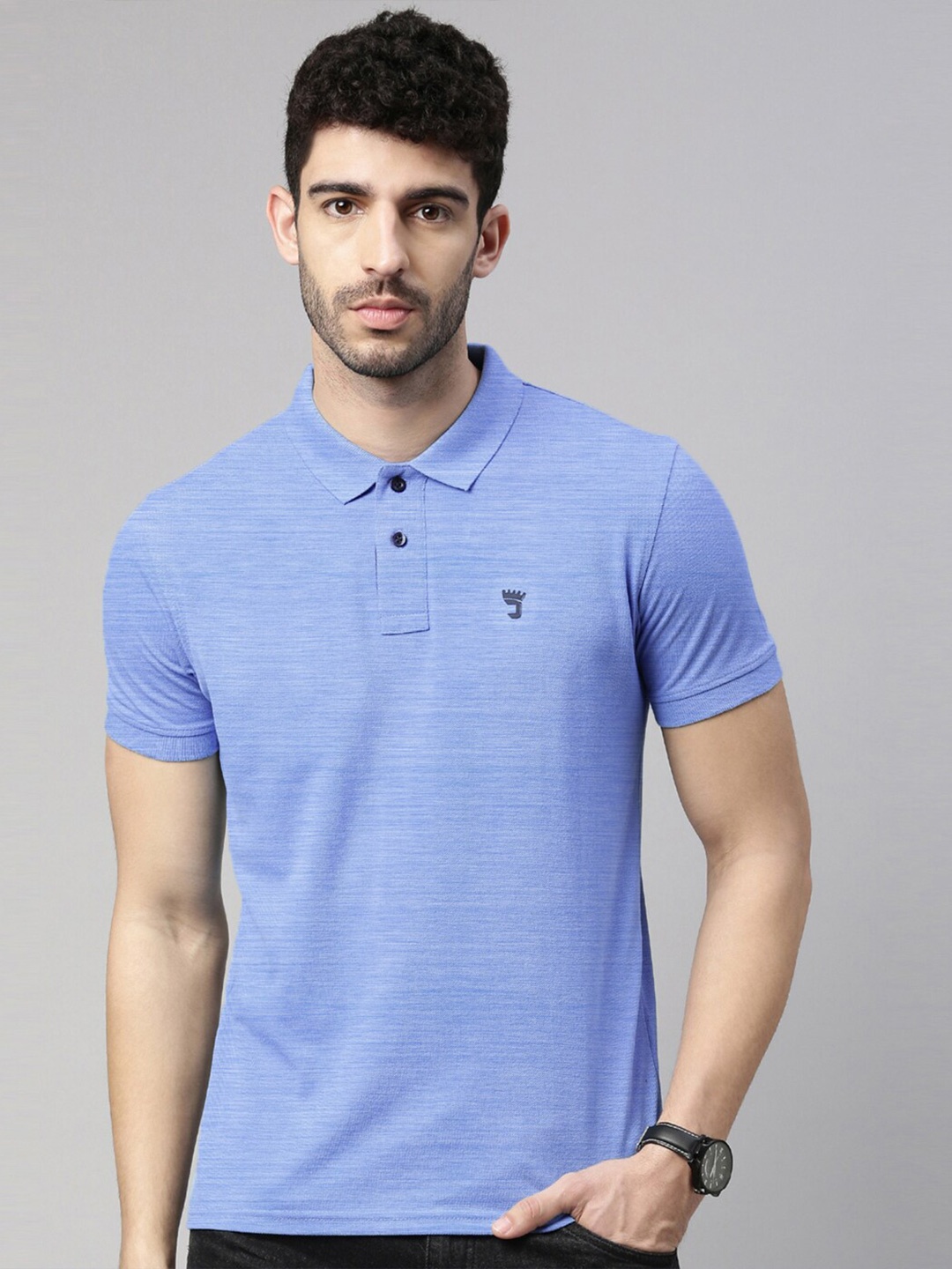 

Joven Polo Collar Pure Cotton T-shirt, Blue