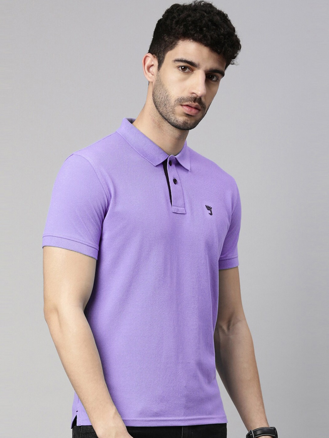 

Joven Polo Collar Pure Cotton T-shirt, Lavender