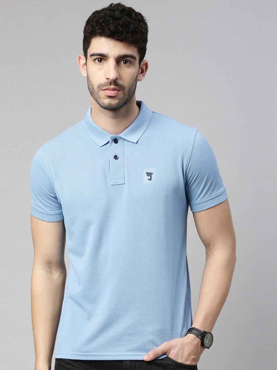 

Joven Polo Collar Pure Cotton T-shirt, Blue