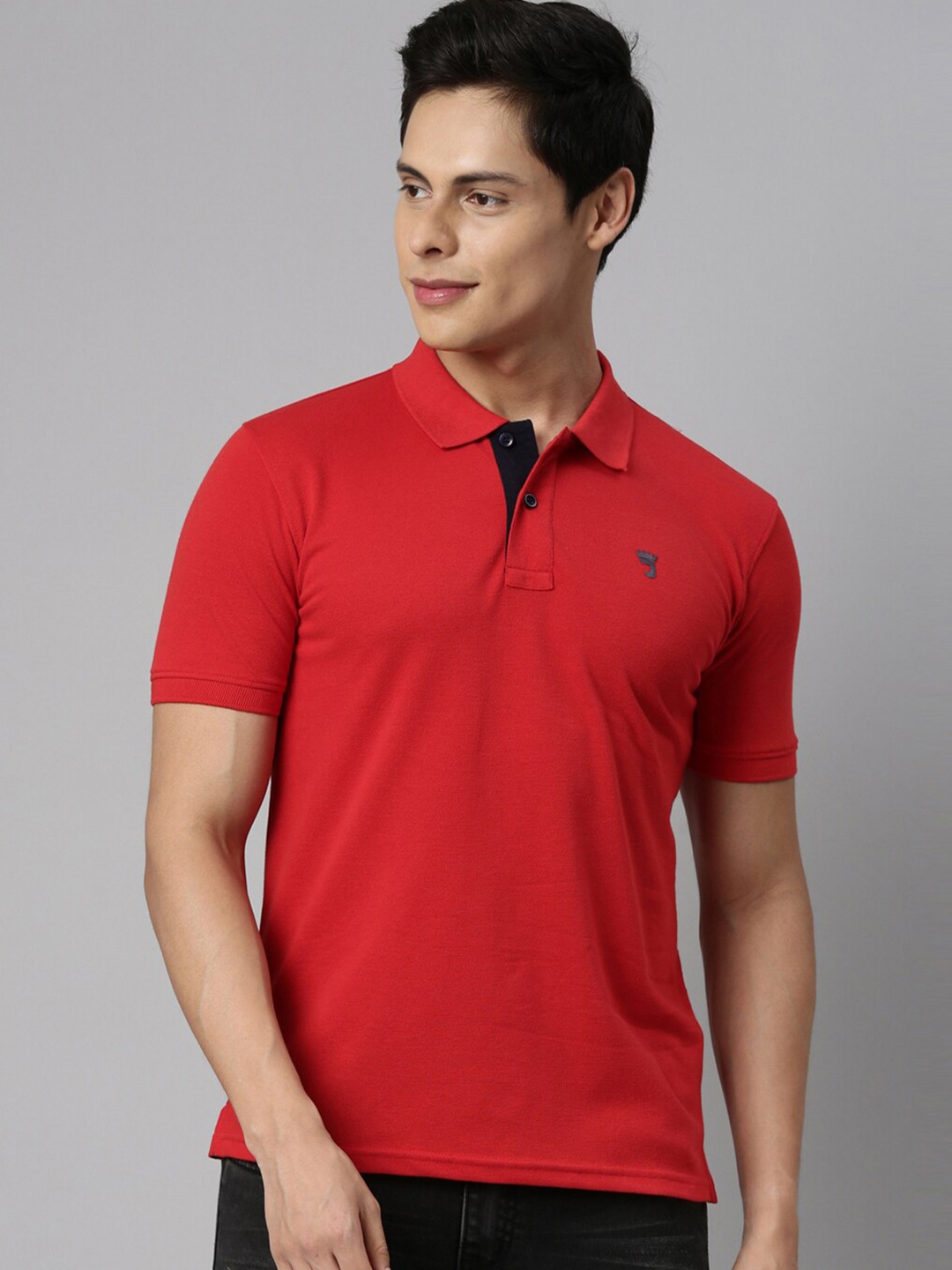 

Joven Polo Collar Pure Cotton T-shirt, Red